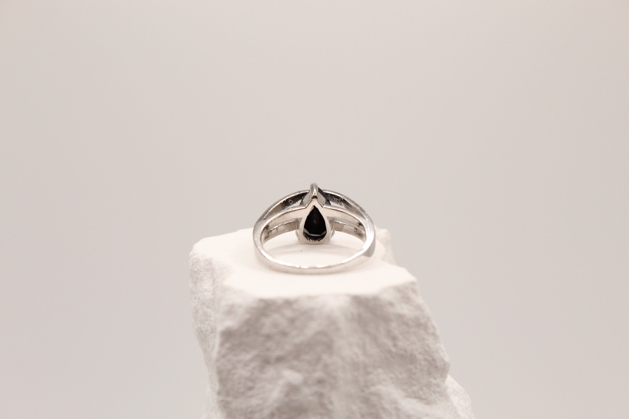 Midnight Teardrop Sapphire Ring