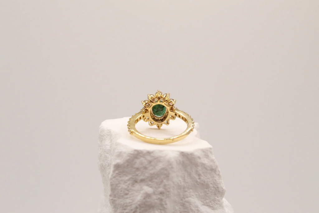 Emerald & Diamond Halo Ring