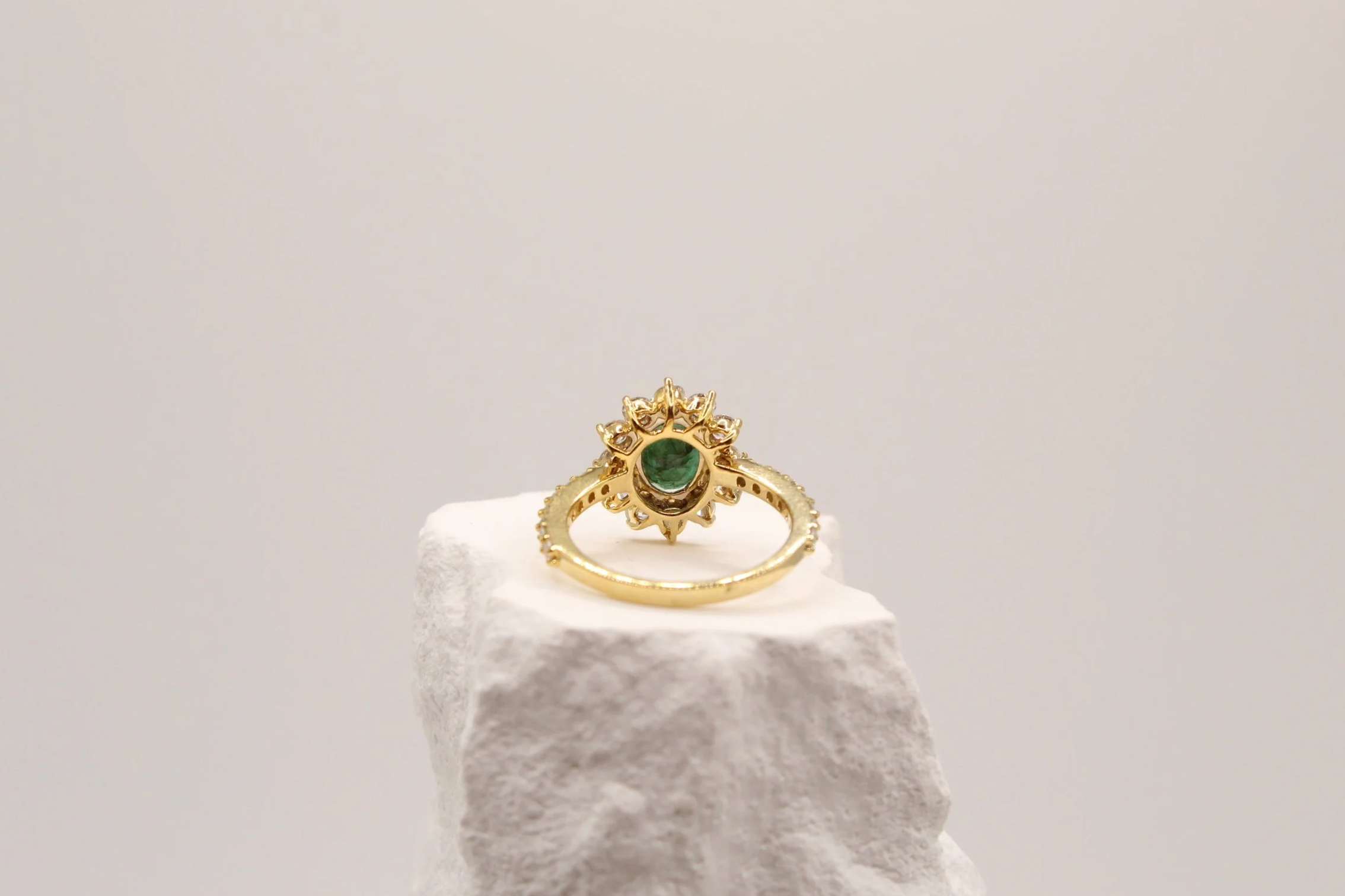 Emerald & Diamond Halo Ring