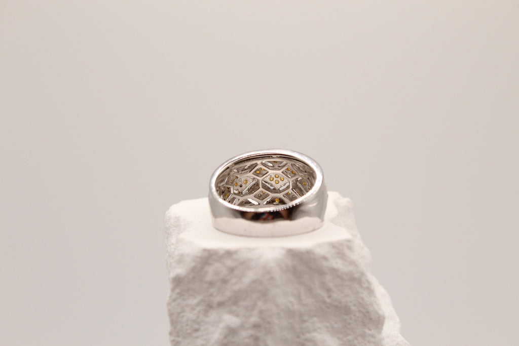 Silver Golden Lattice Ring