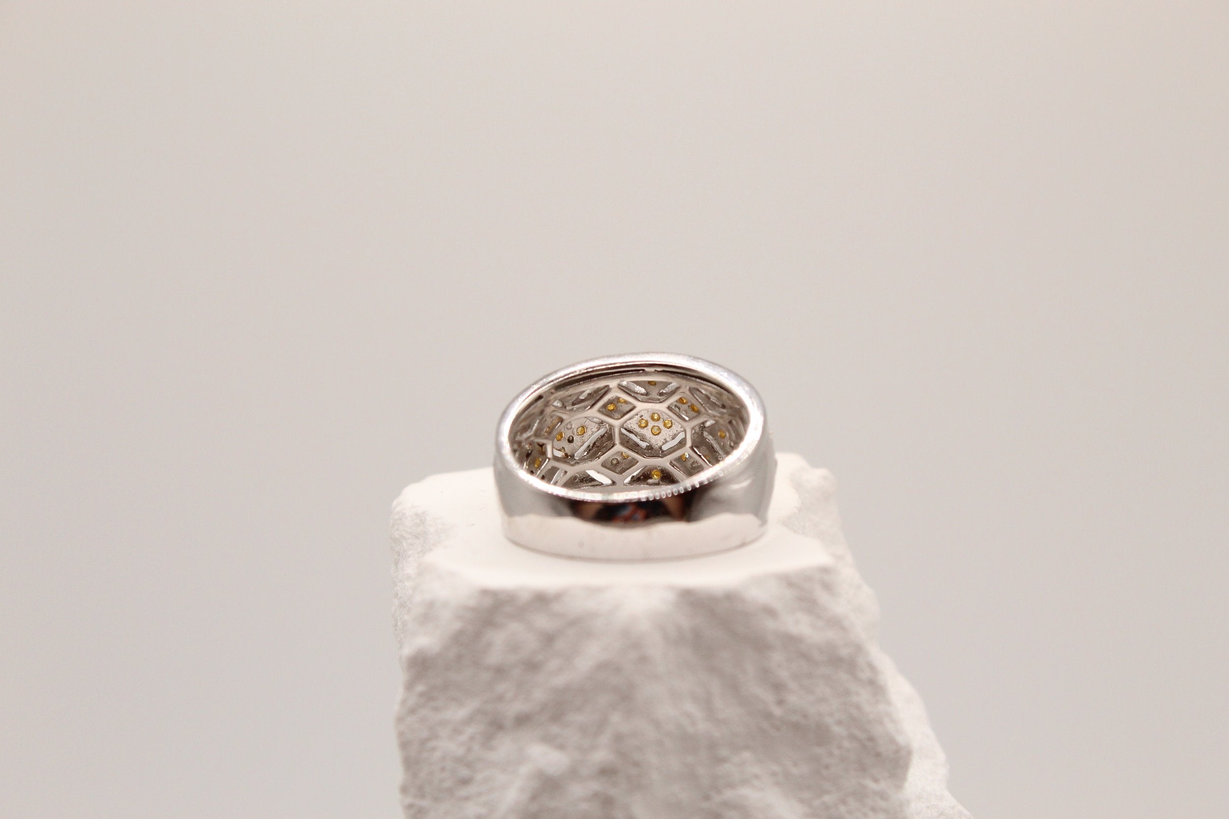 Silver Golden Lattice Ring