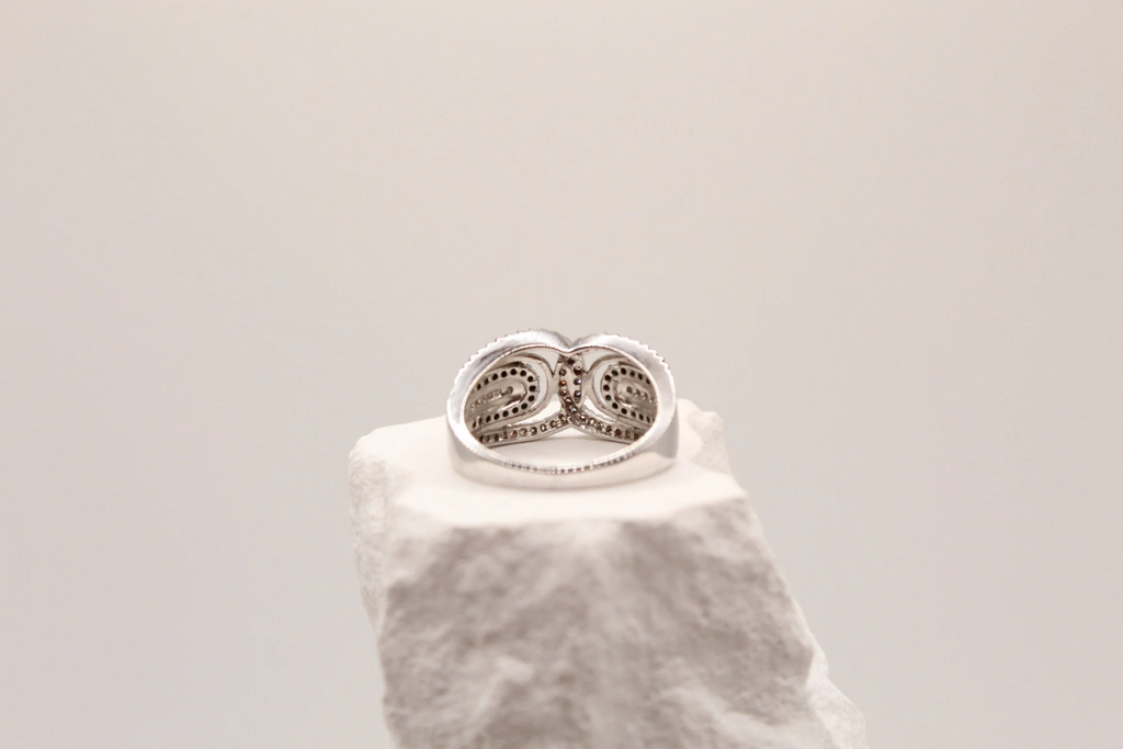 Open Circle Diamond Silver Statement Ring