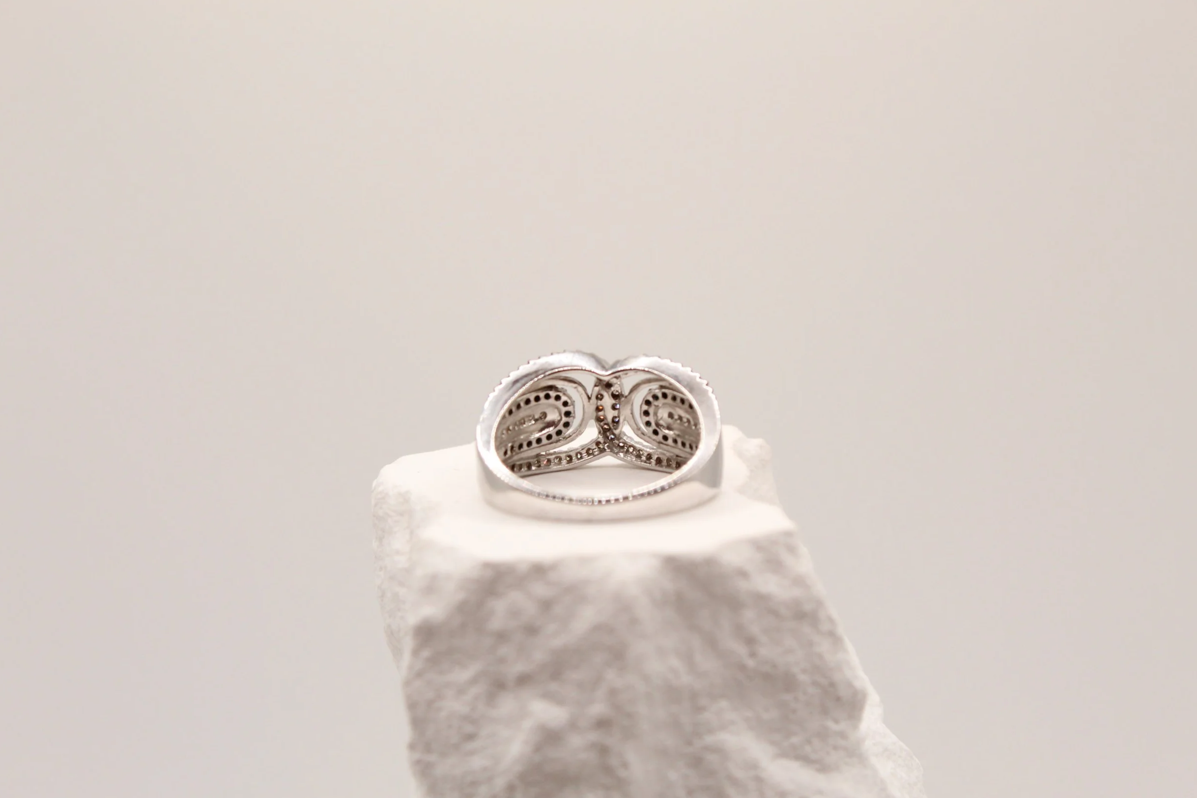 Open Circle Diamond Silver Statement Ring