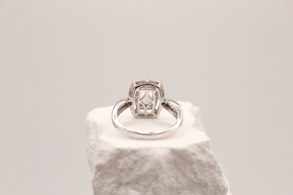 Sky Blue Topaz Halo Ring