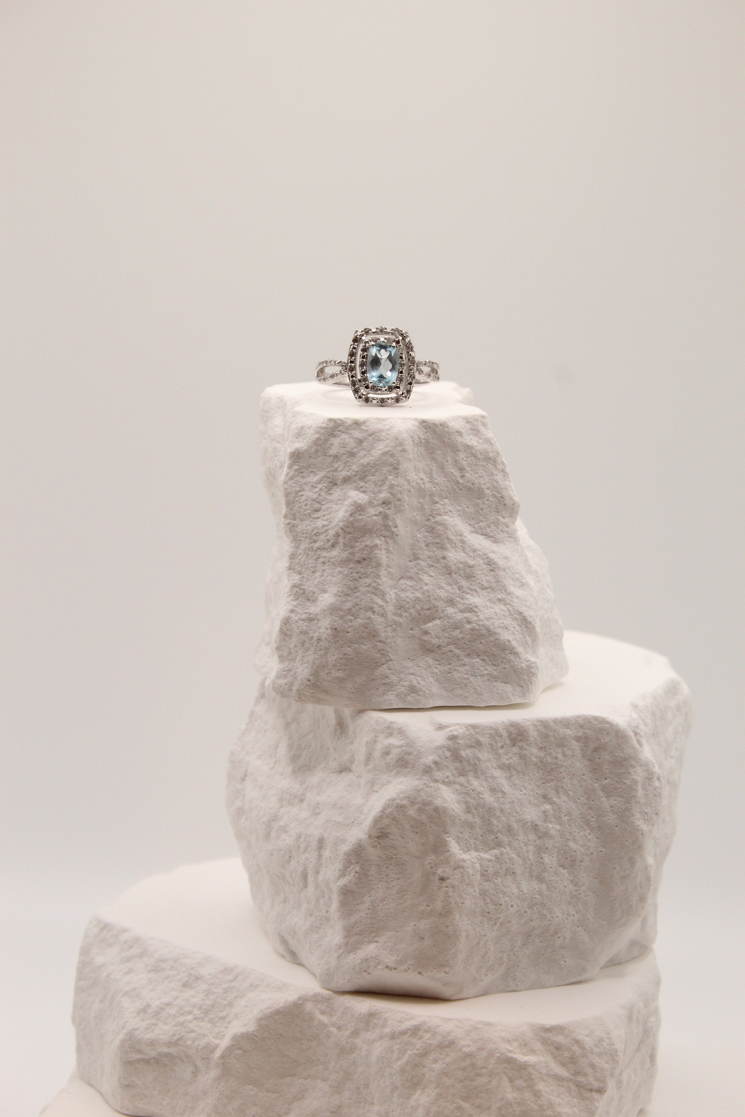 Sky Blue Topaz Halo Ring