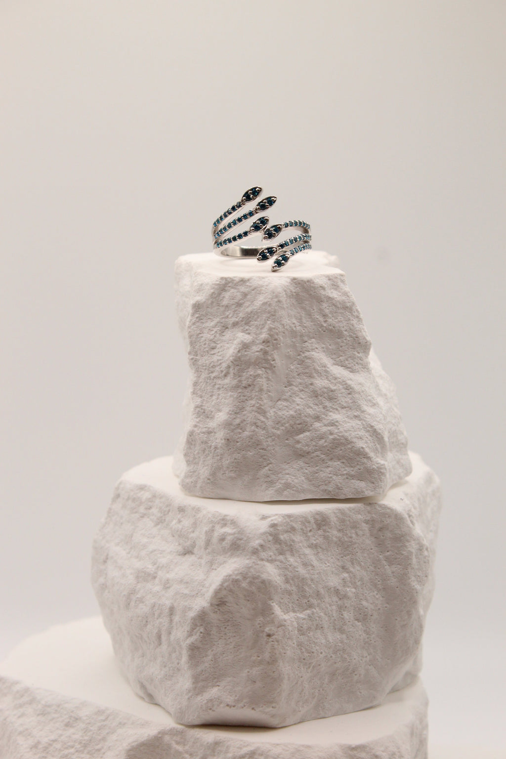 Silver Blue Diamond Wrap Ring