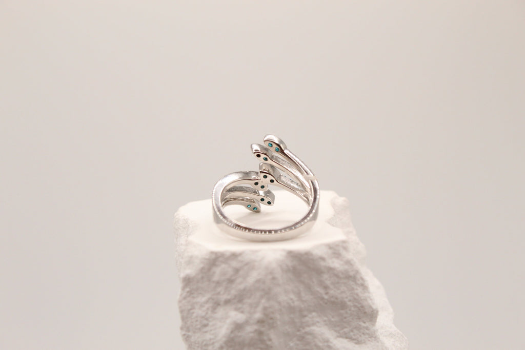 Silver Blue Diamond Wrap Ring