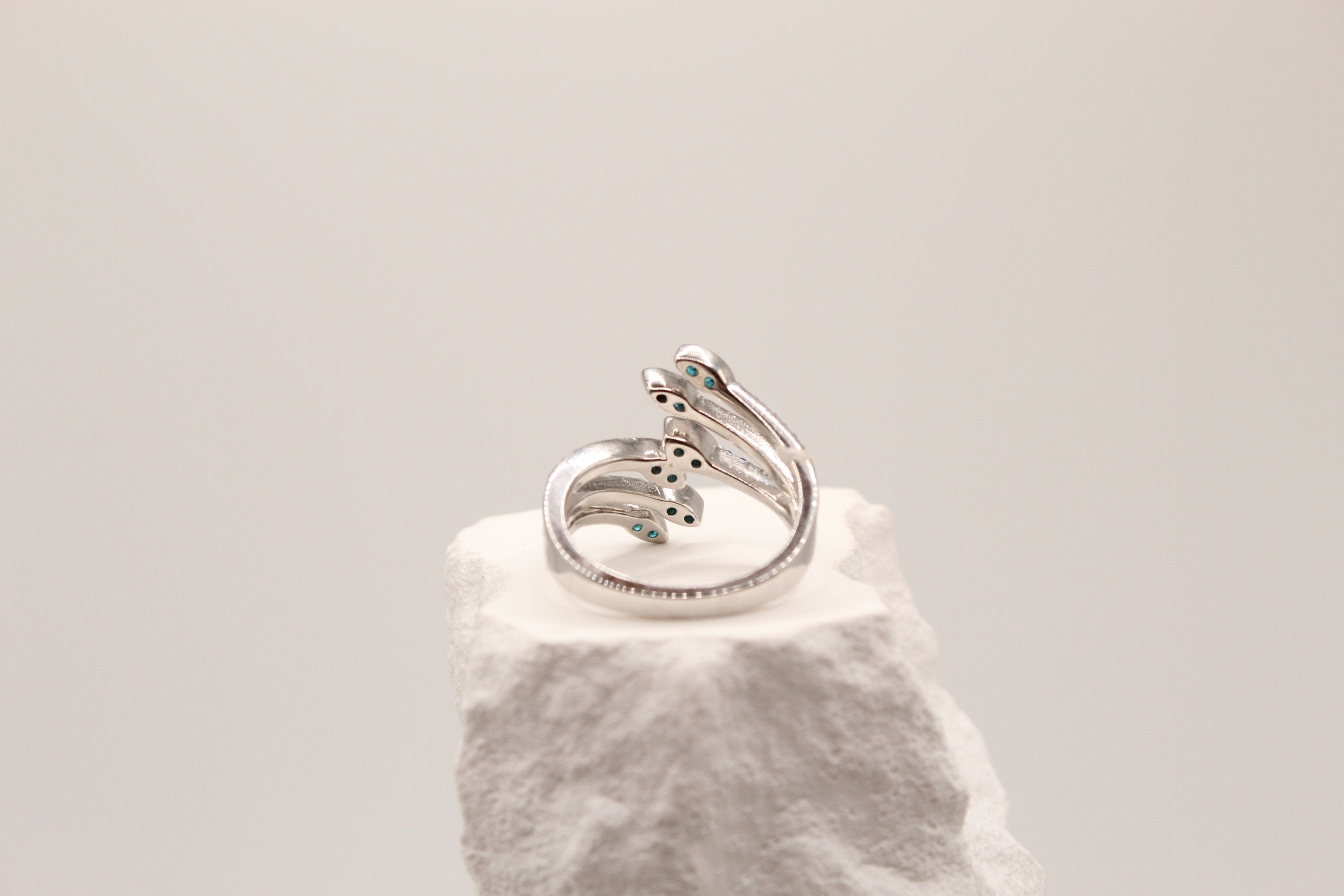 Silver Blue Diamond Wrap Ring