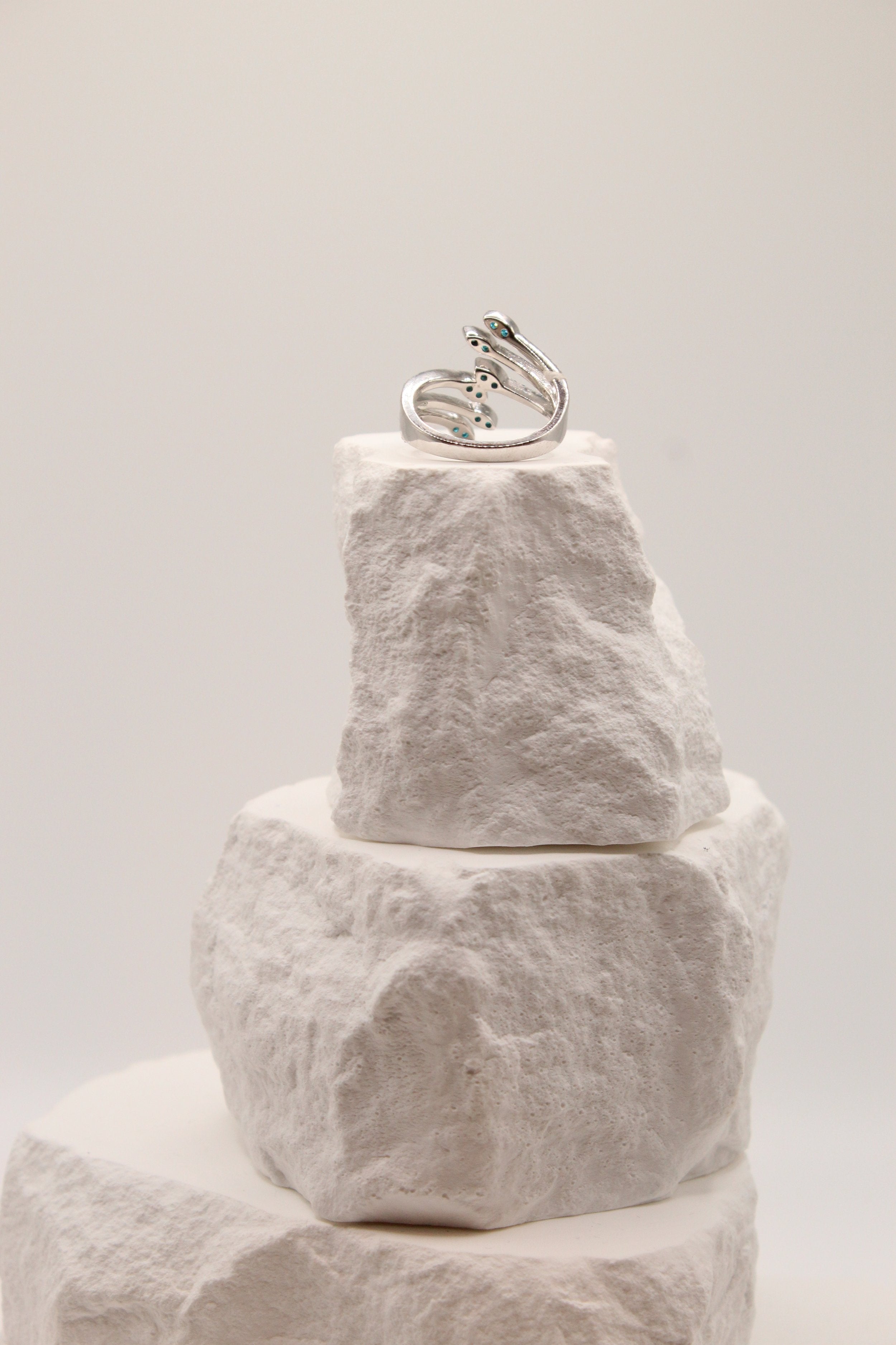 Silver Blue Diamond Wrap Ring