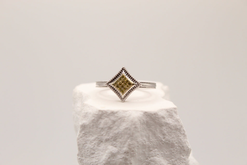Geometric Diamond Silver Ring
