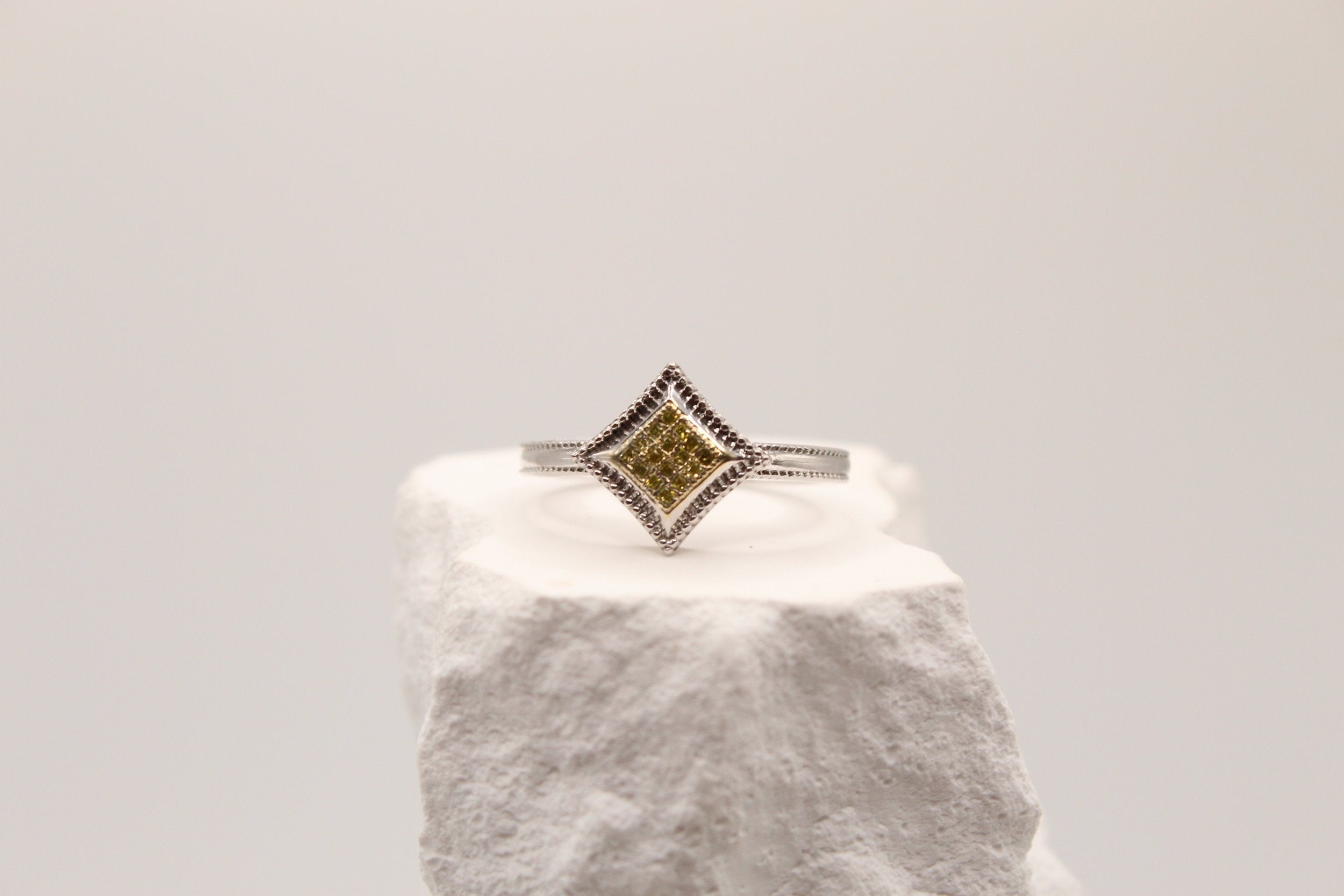 Geometric Diamond Silver Ring