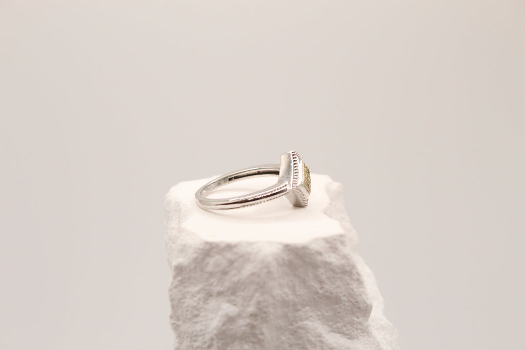 Geometric Diamond Silver Ring