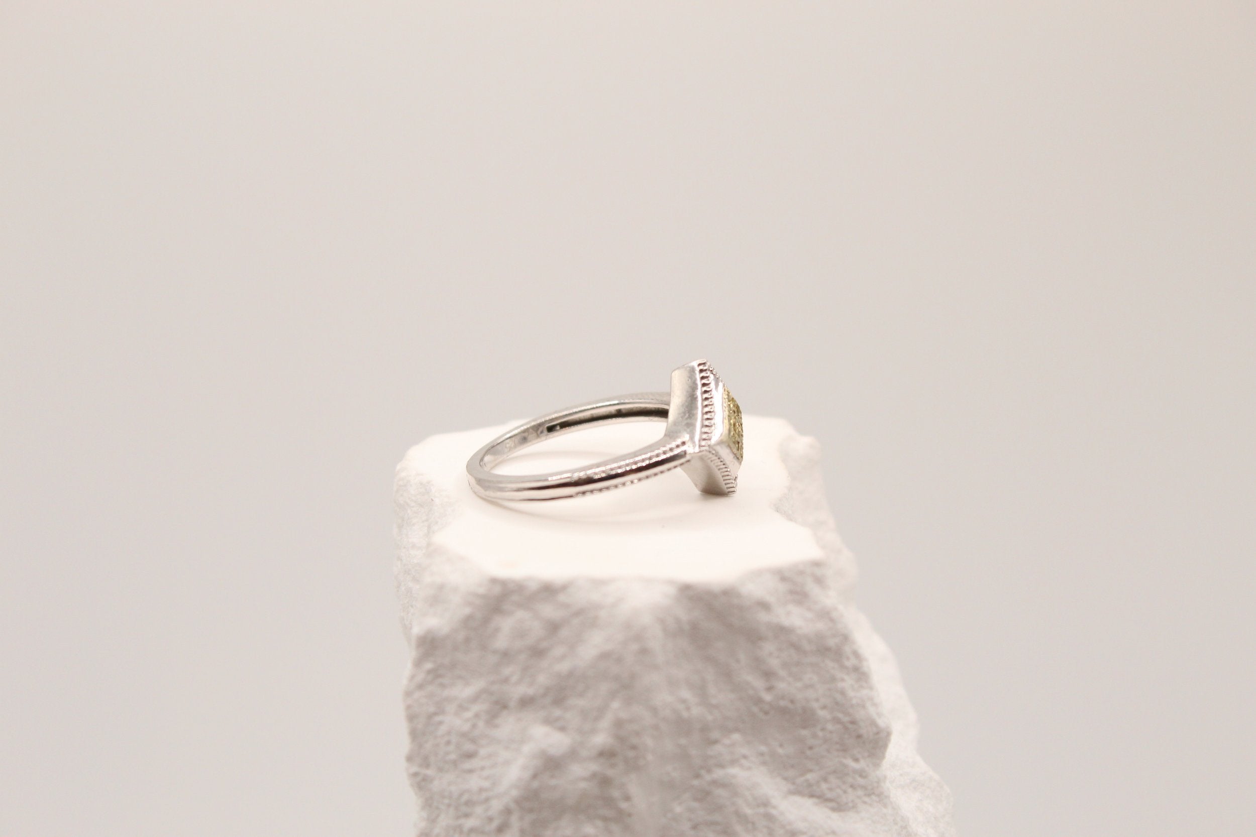 Geometric Diamond Silver Ring