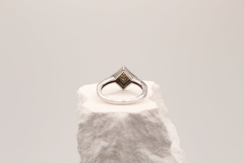 Geometric Diamond Silver Ring