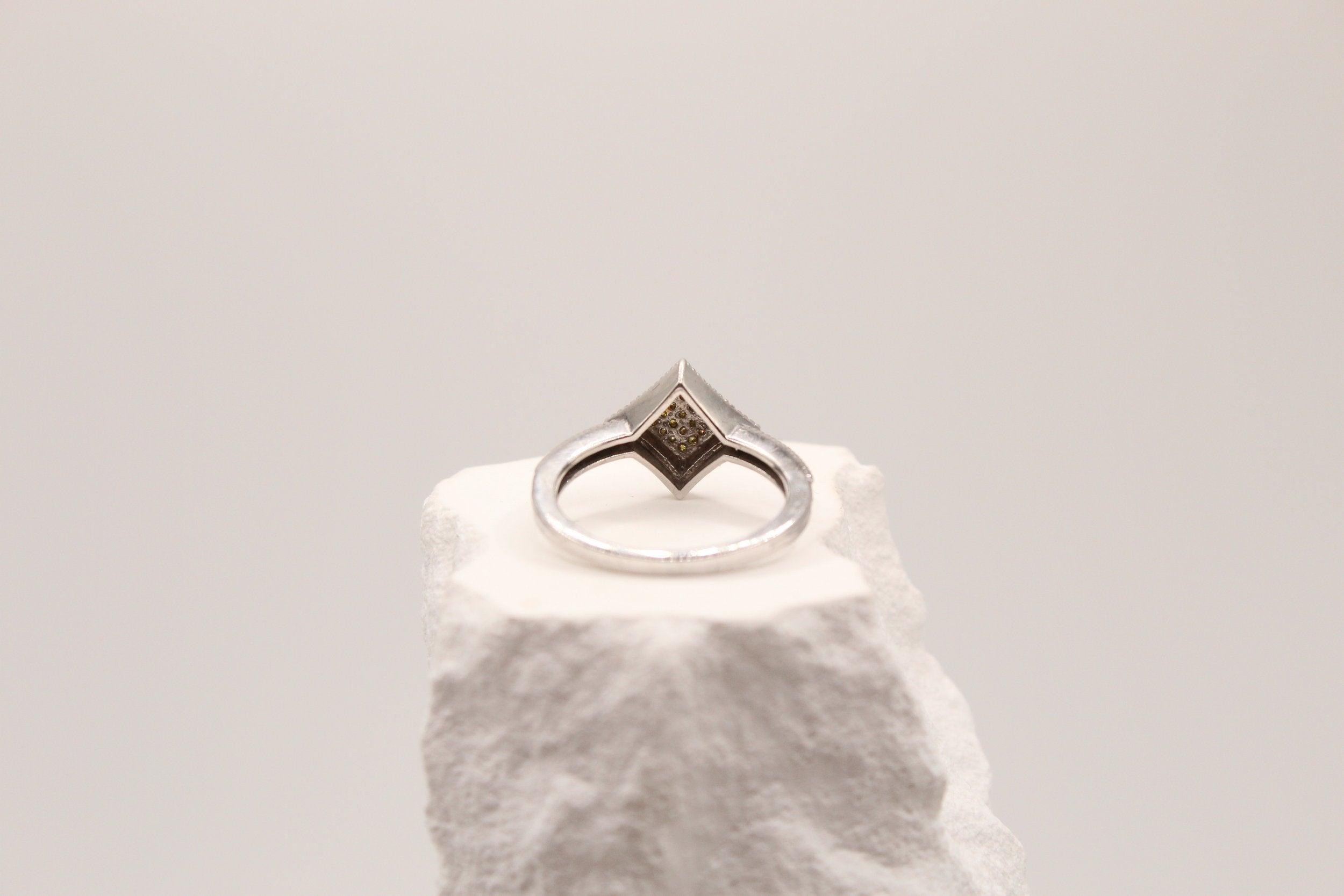 Geometric Diamond Silver Ring