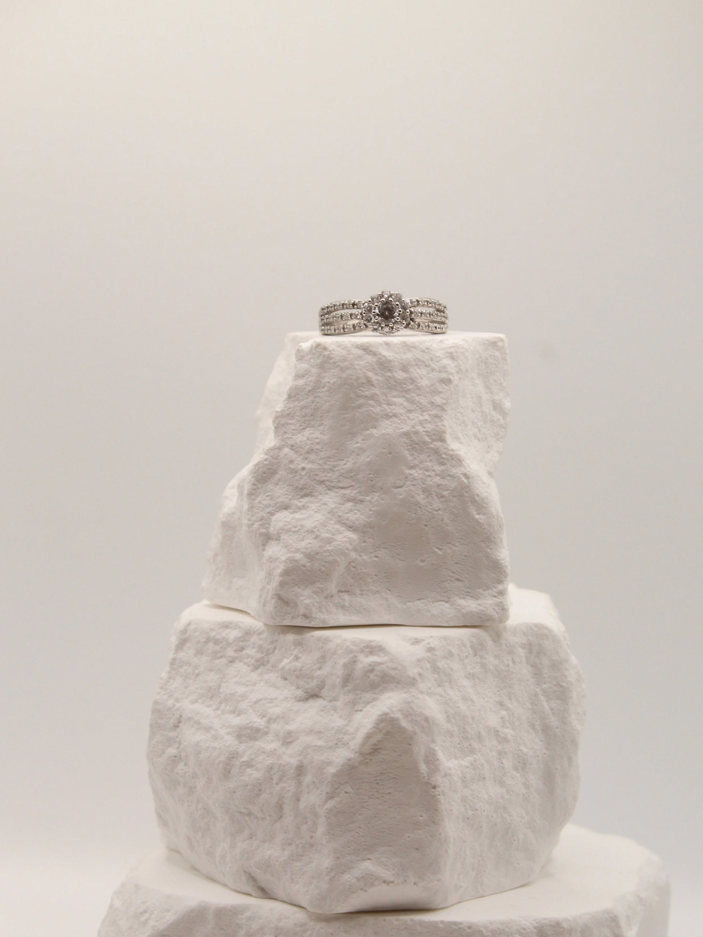Silver Blossom Halo Ring
