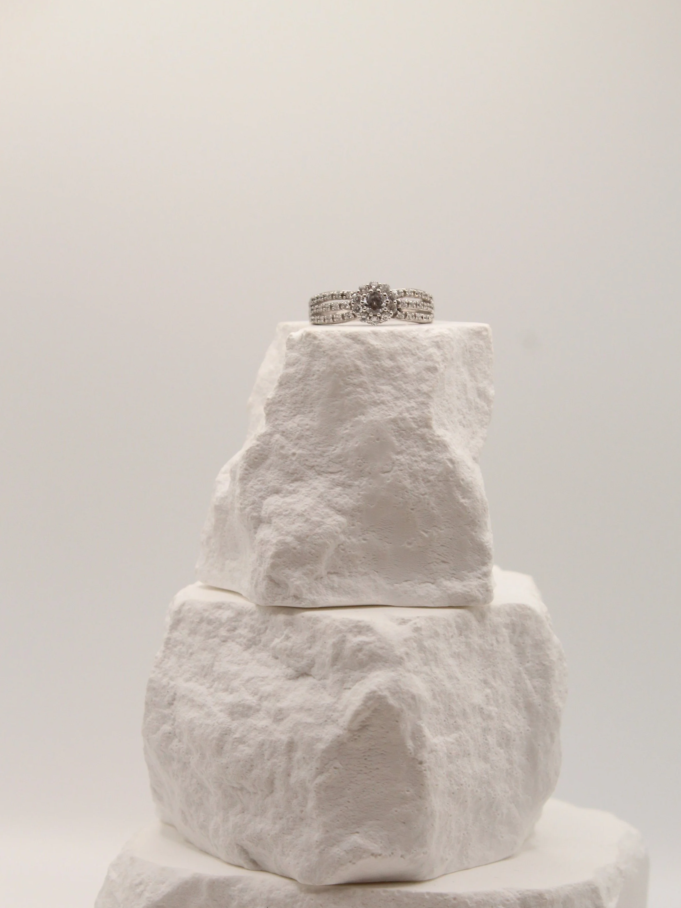 Silver Blossom Halo Ring