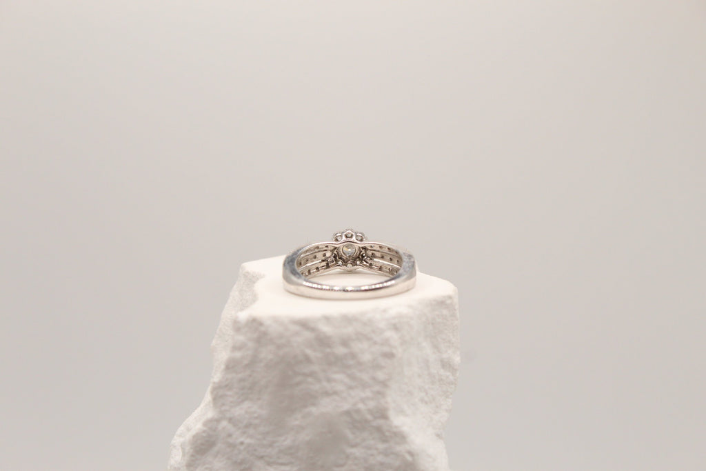 Silver Blossom Halo Ring