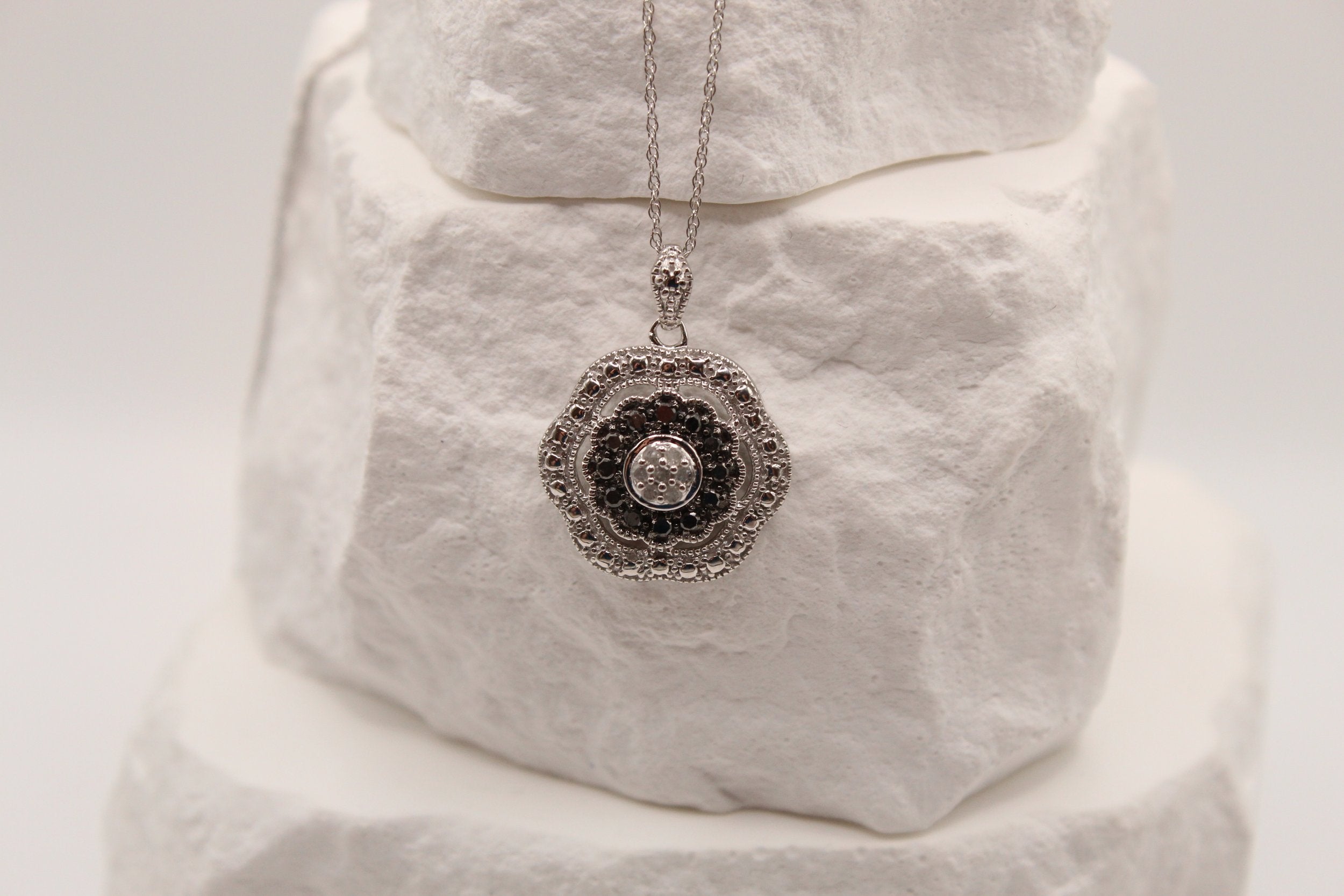 Black & White Diamond Pendant Necklace