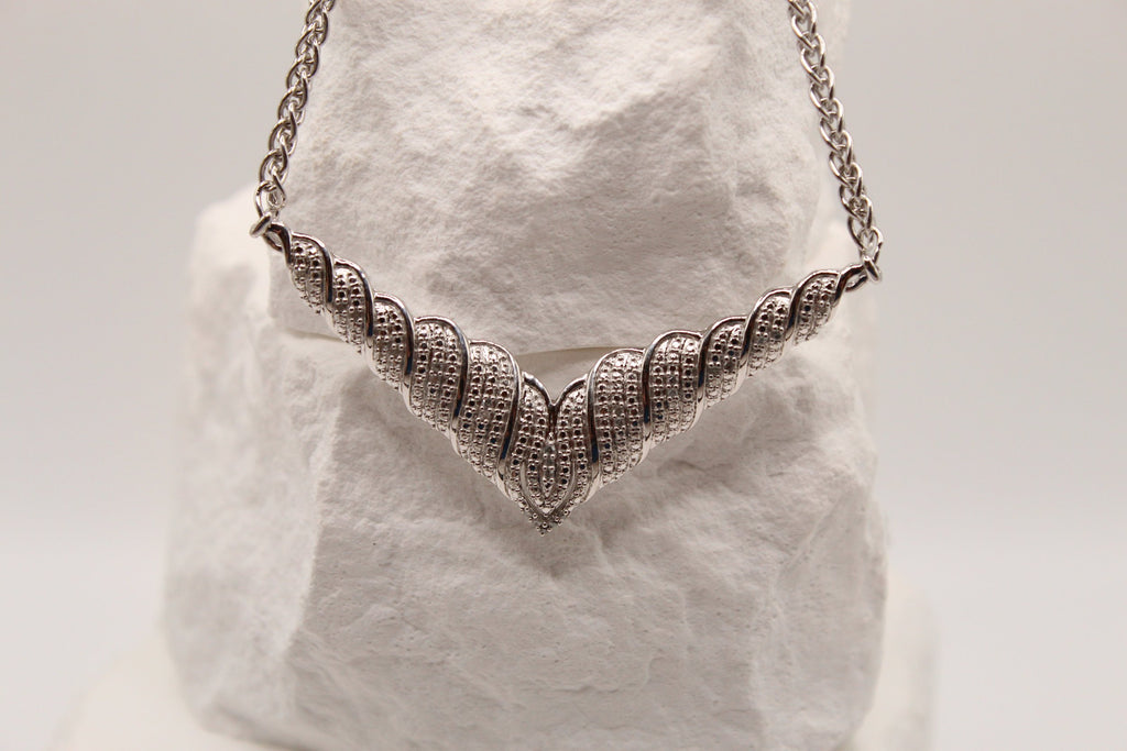 Silver Chevron Statement Necklace