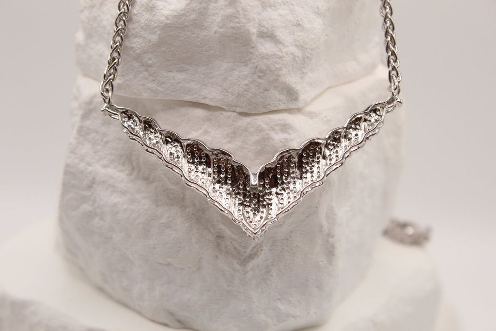 Silver Chevron Statement Necklace