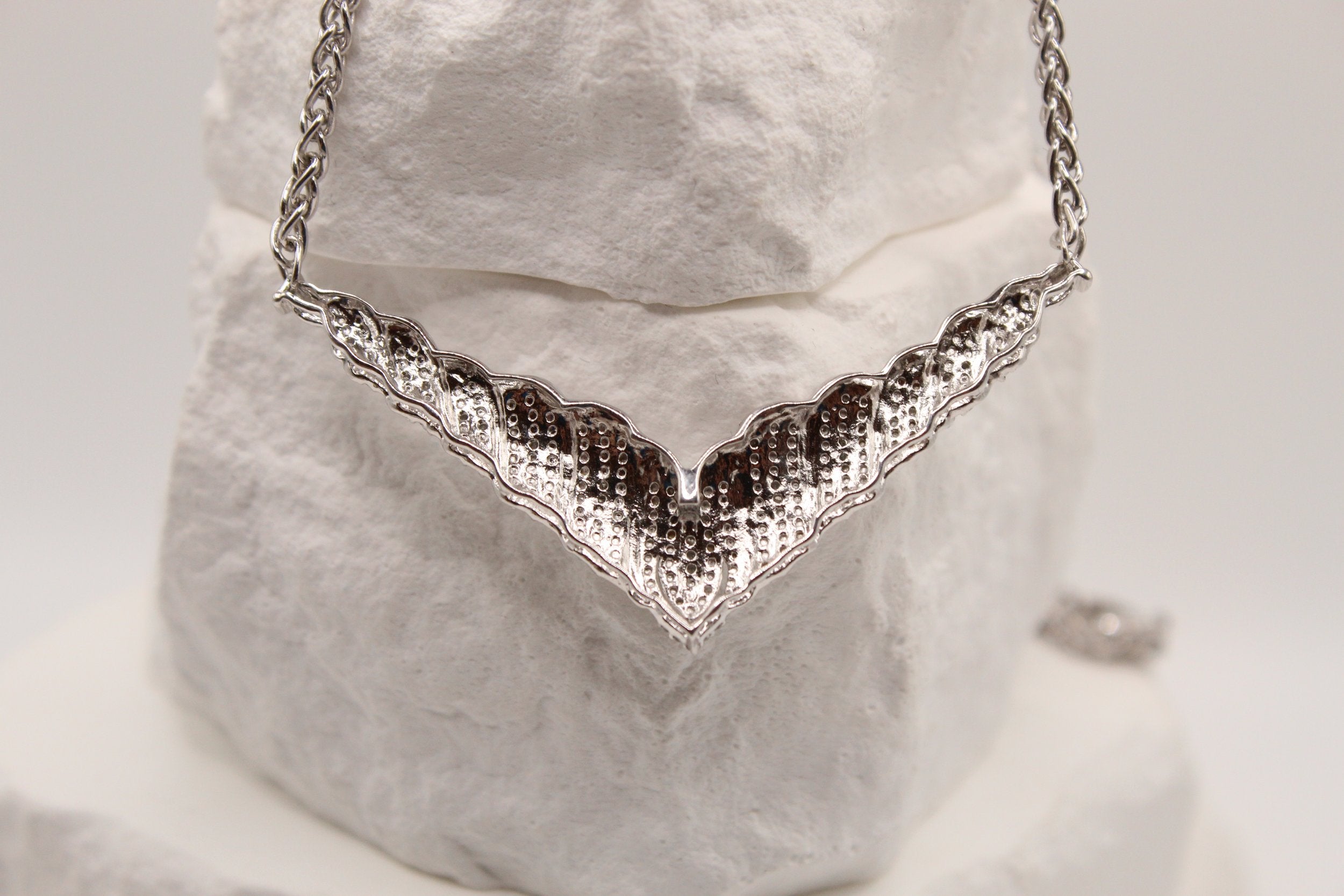 Silver Chevron Statement Necklace