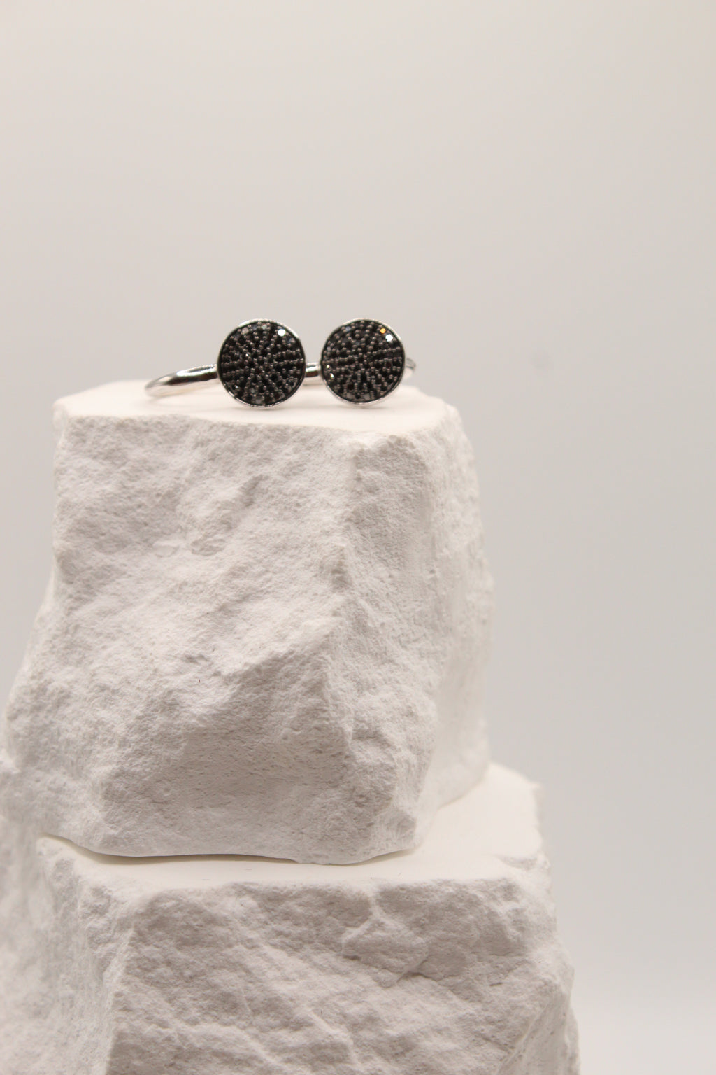 Black Crystal Disc Lever-back Earrings