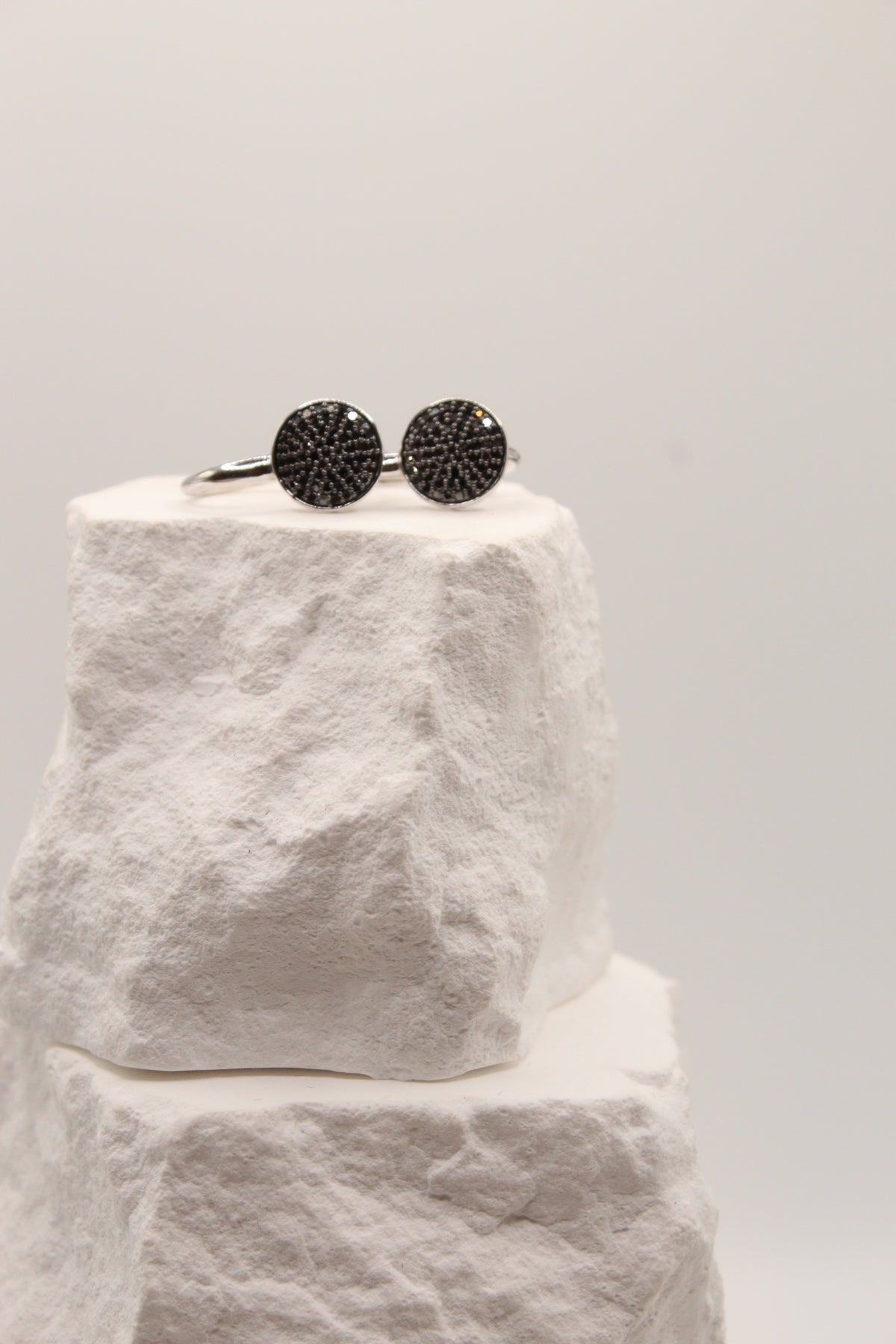Black Crystal Disc Lever-back Earrings