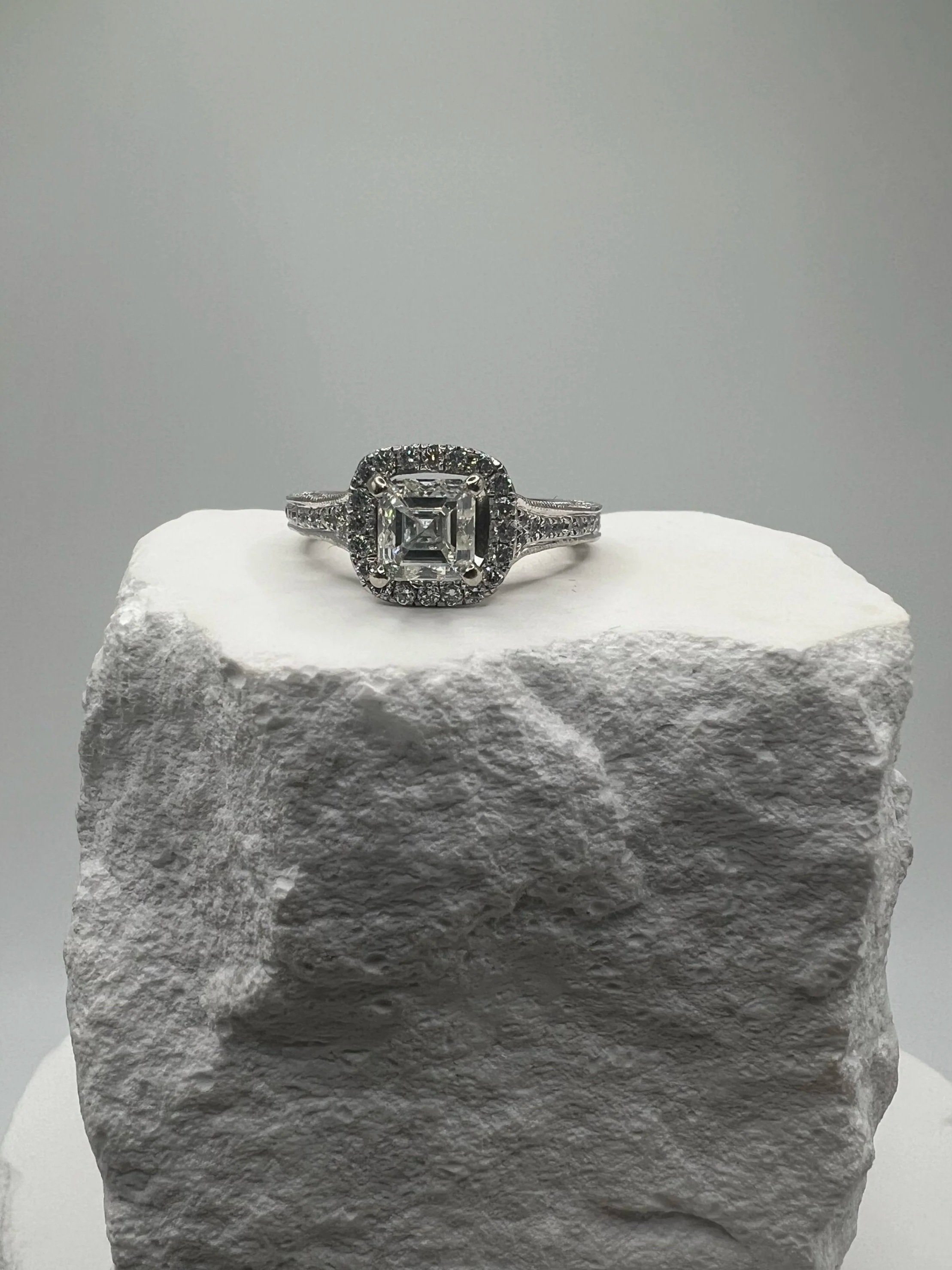 Vintage Selene Square Halo Ring
