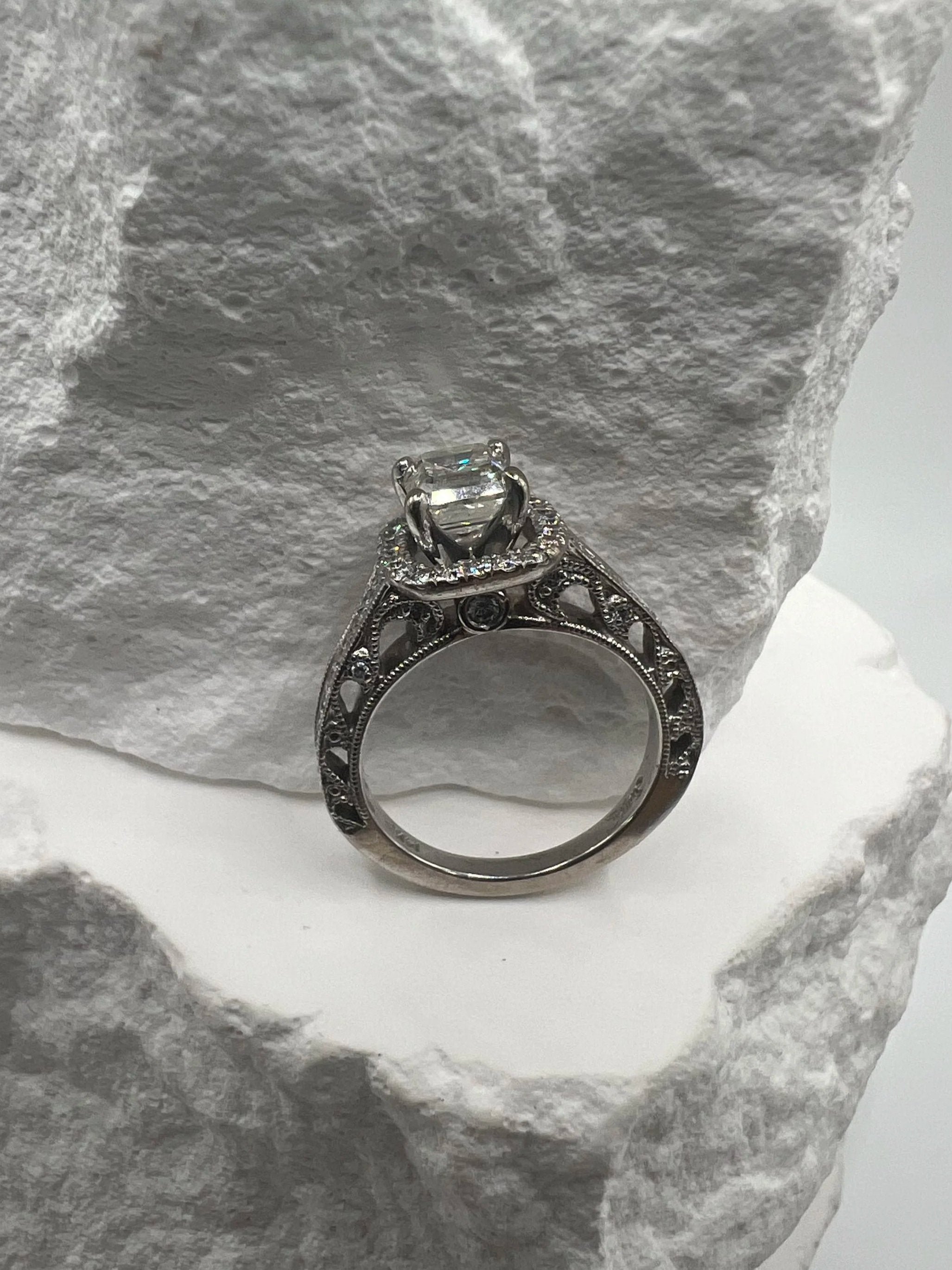 Vintage Selene Square Halo Ring