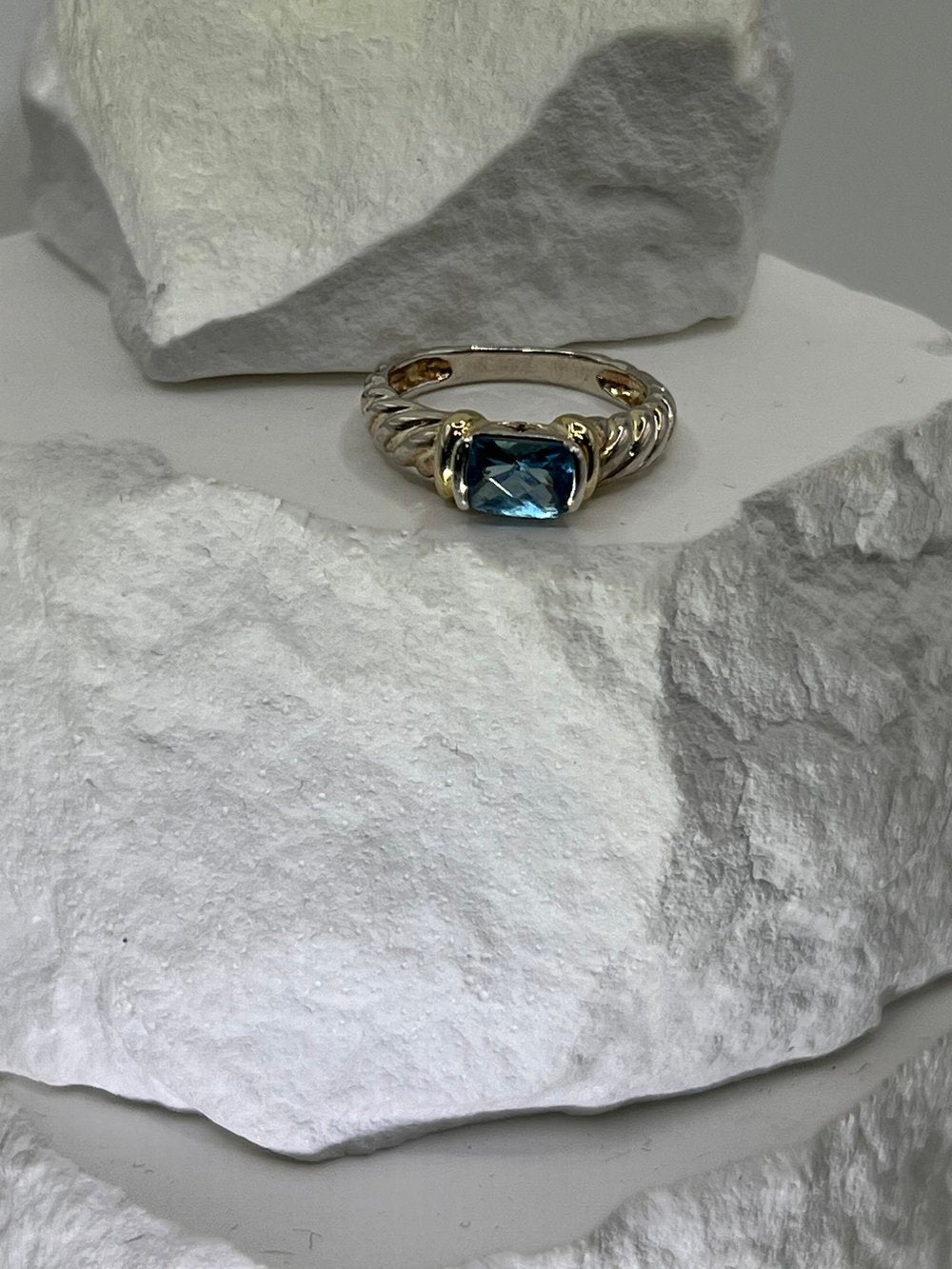 Azure Twist Emerald Ring