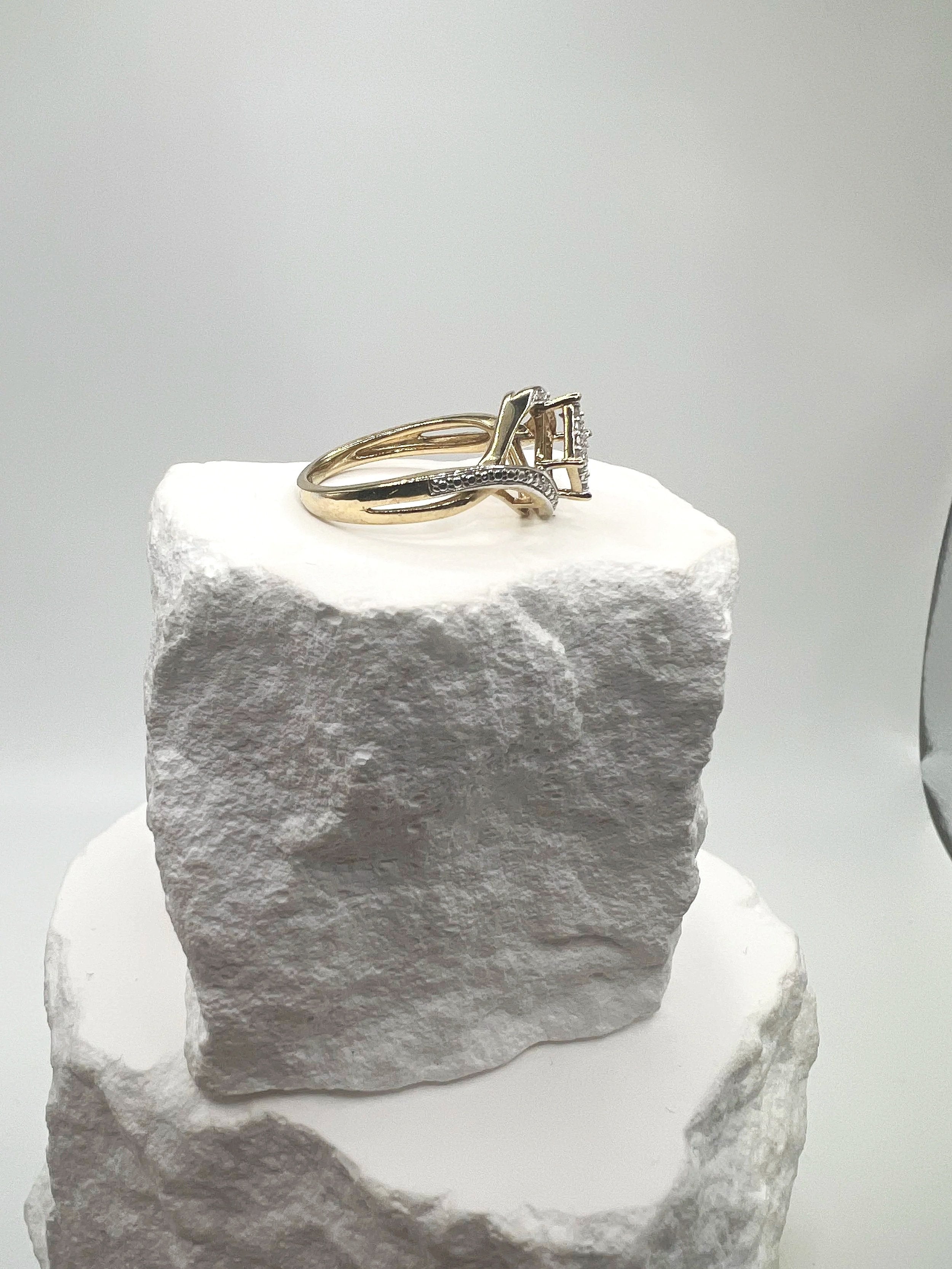 Square Halo Diamond Silver Ring