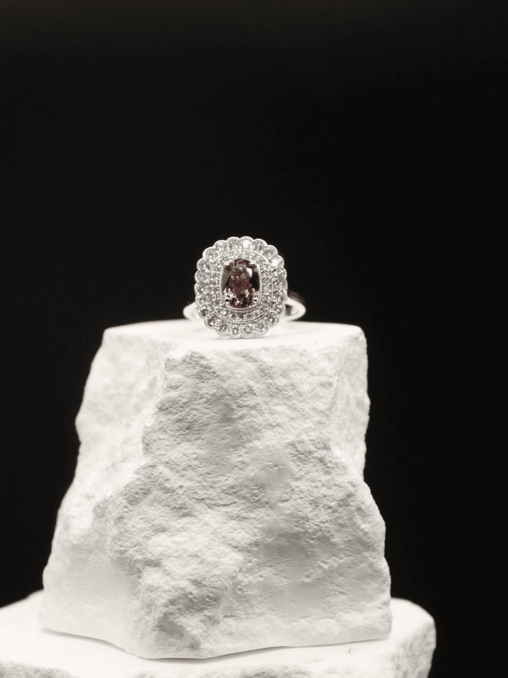 Rosé Royale Pink Tourmaline Diamond Halo Ring