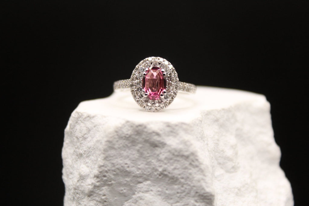 Tourmaline Diamond Halo Ring