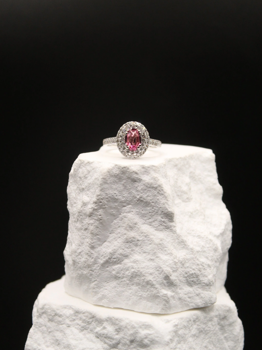 Tourmaline Diamond Halo Ring