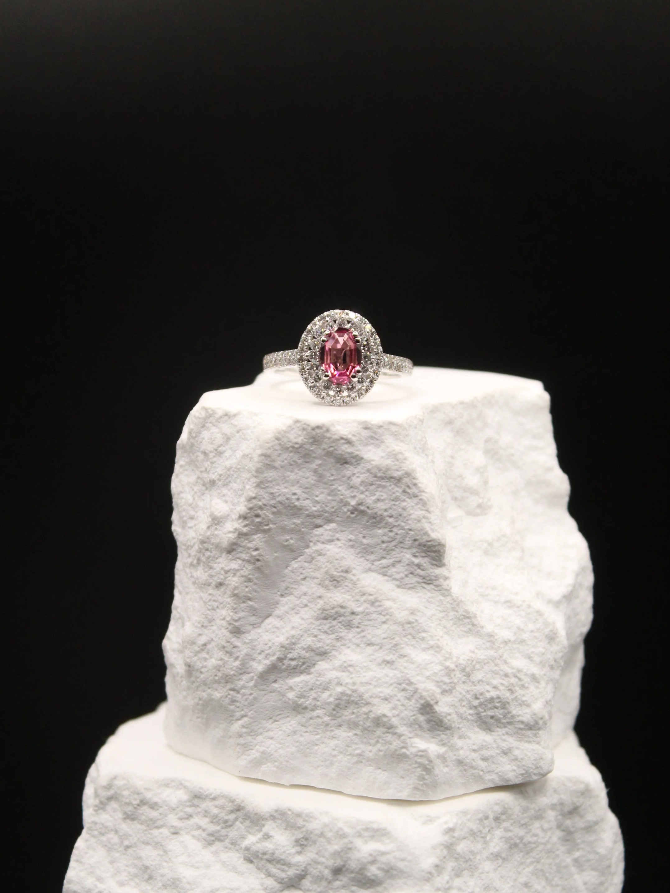 Tourmaline Diamond Halo Ring