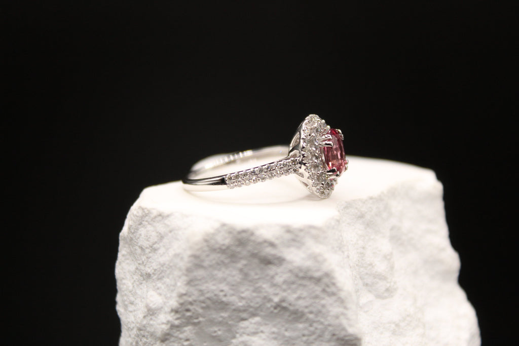 Tourmaline Diamond Halo Ring