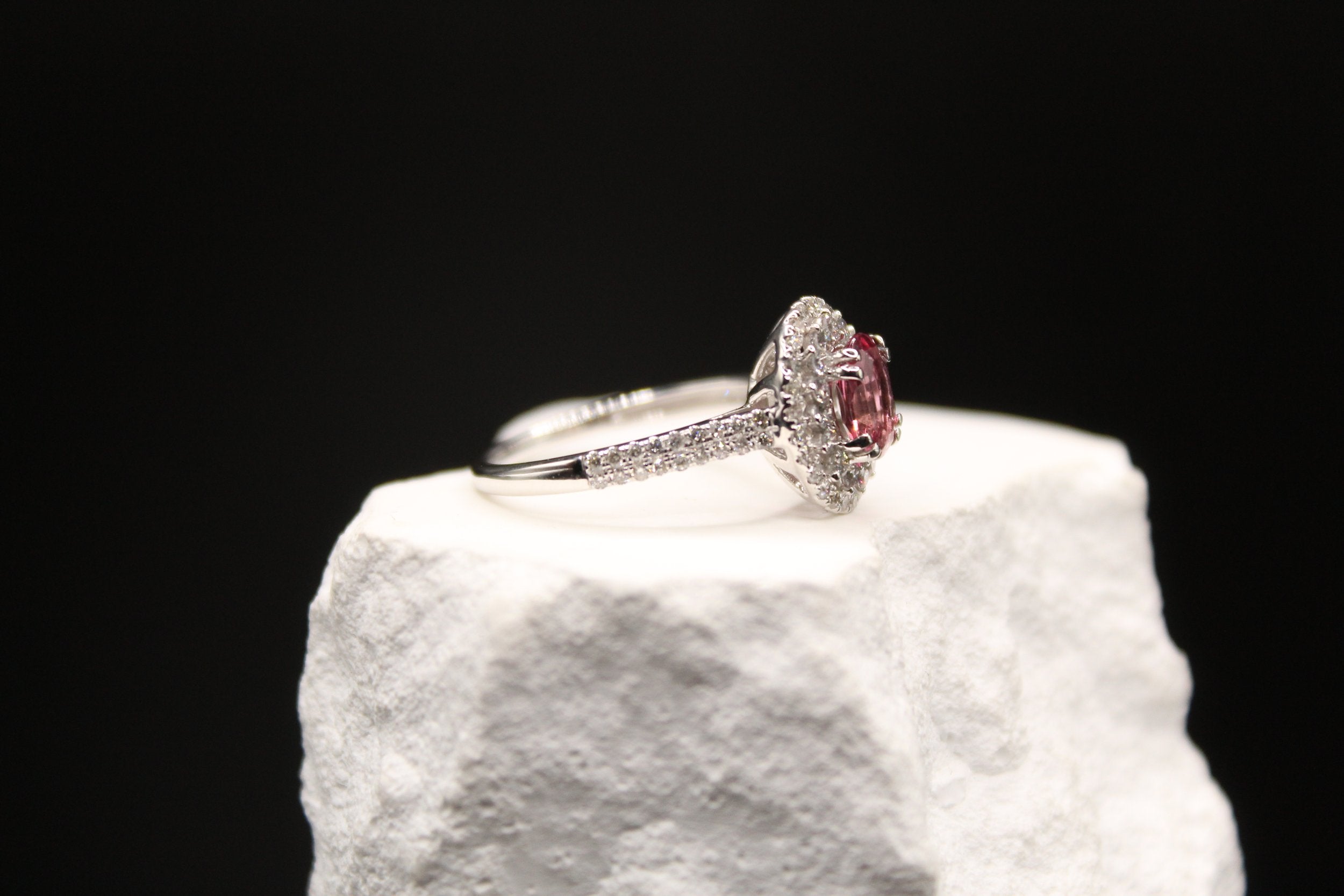Tourmaline Diamond Halo Ring