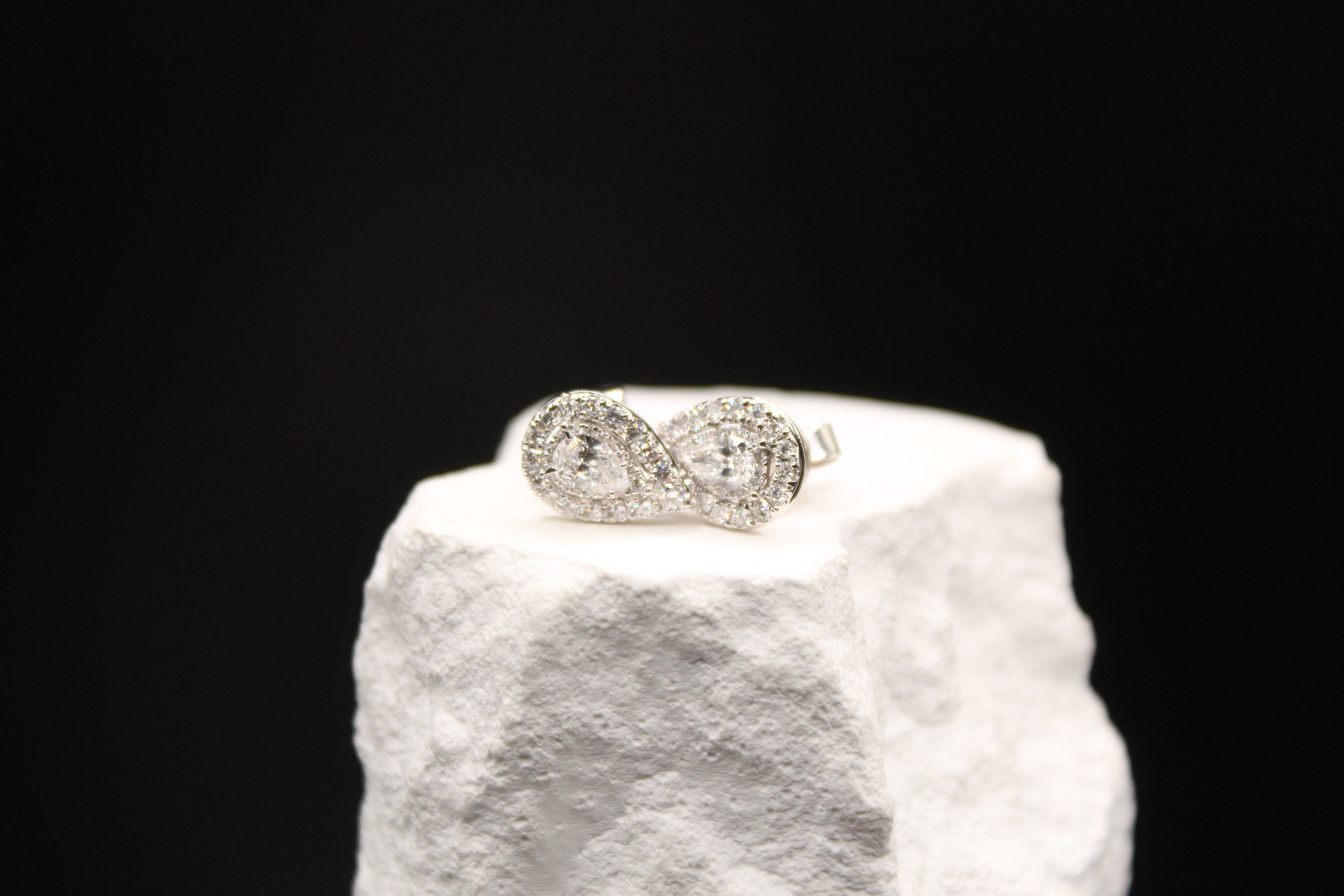 Pear-Shaped Diamond Halo Stud Earrings
