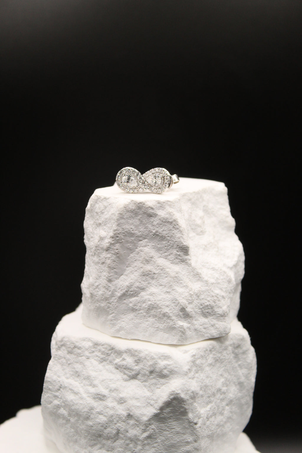 Pear-Shaped Diamond Halo Stud Earrings