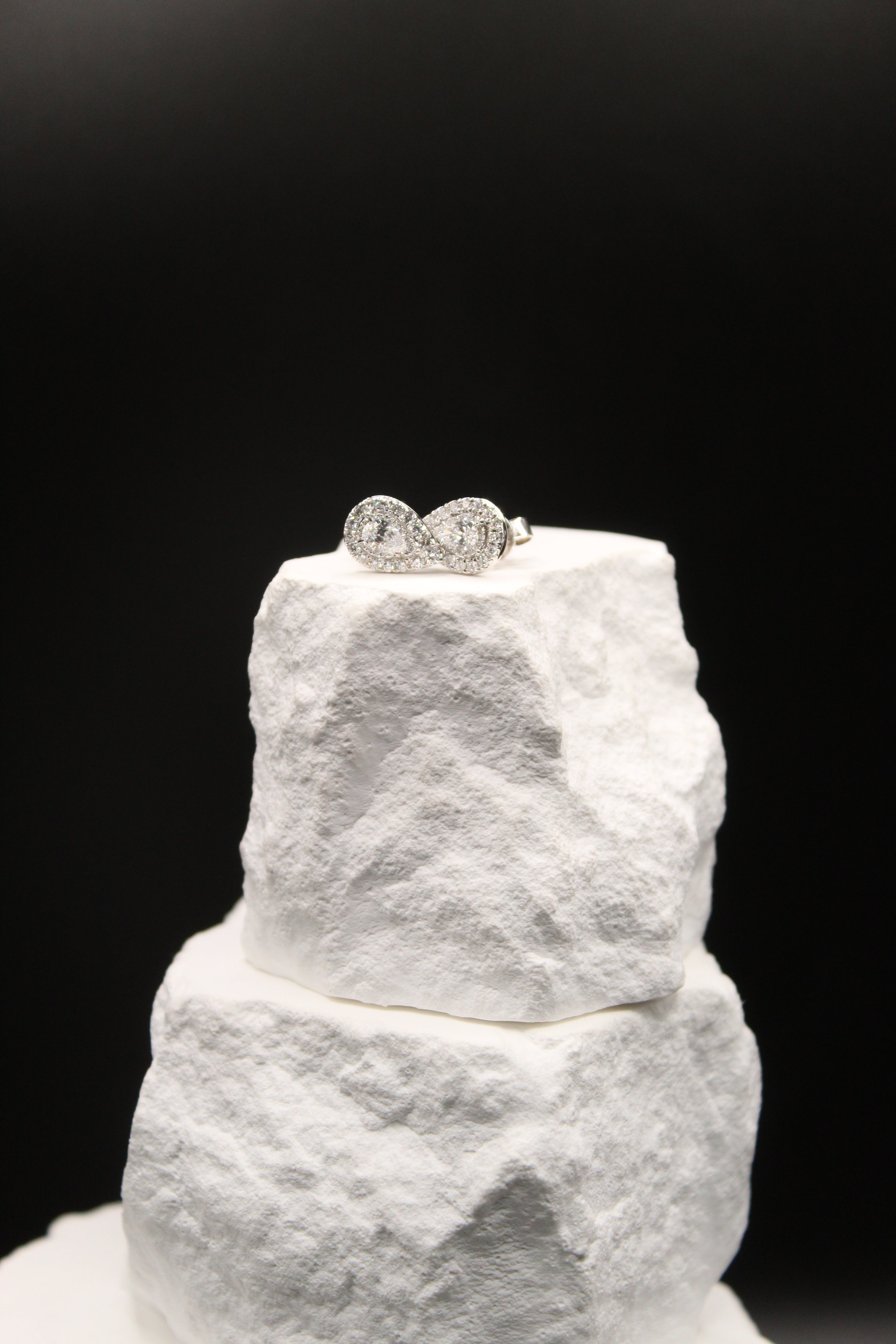 Pear-Shaped Diamond Halo Stud Earrings