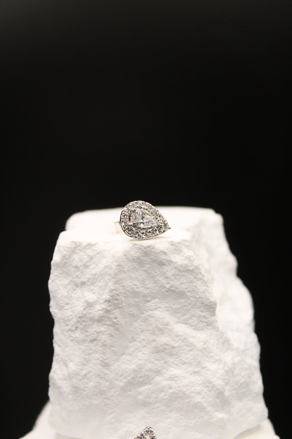 Pear-Shaped Diamond Halo Stud Earrings