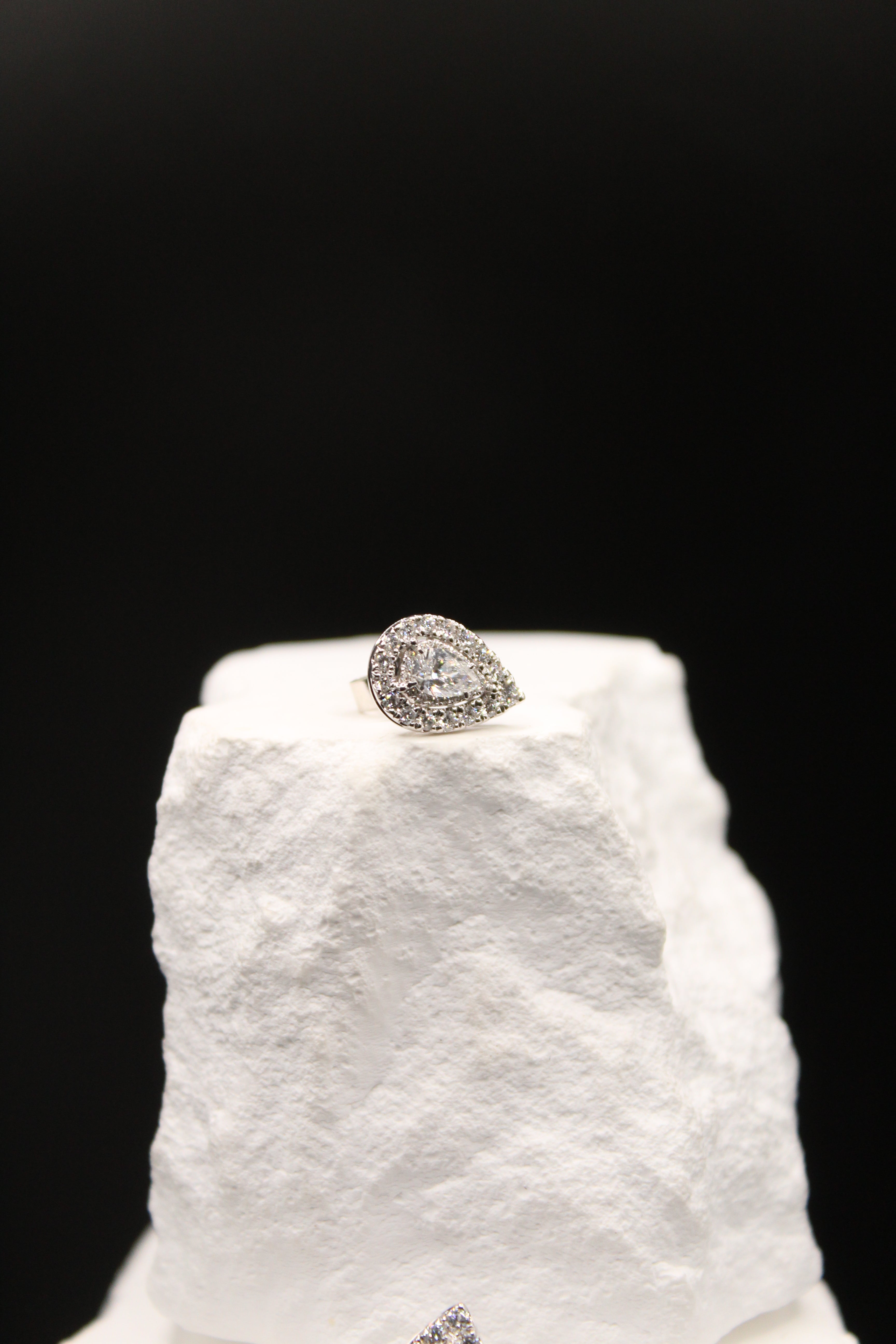 Pear-Shaped Diamond Halo Stud Earrings