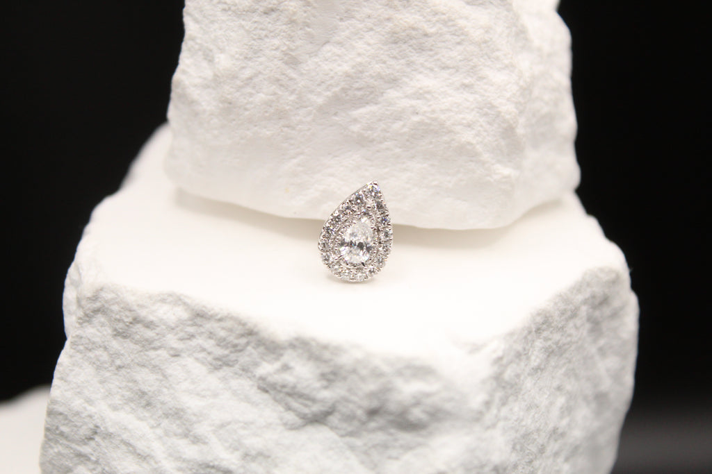 Pear-Shaped Diamond Halo Stud Earrings