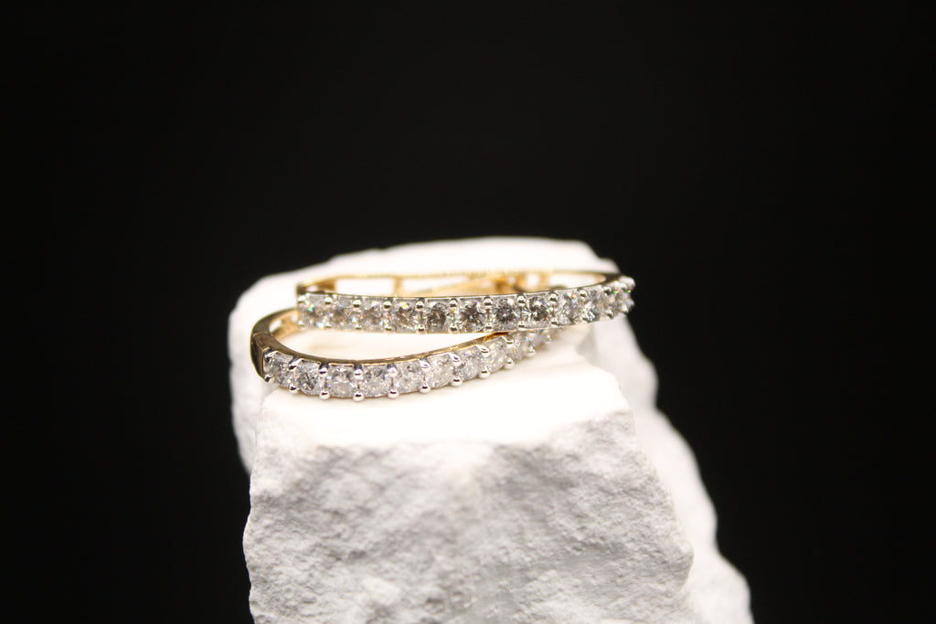Golden Radiance Diamond Hoop Earrings