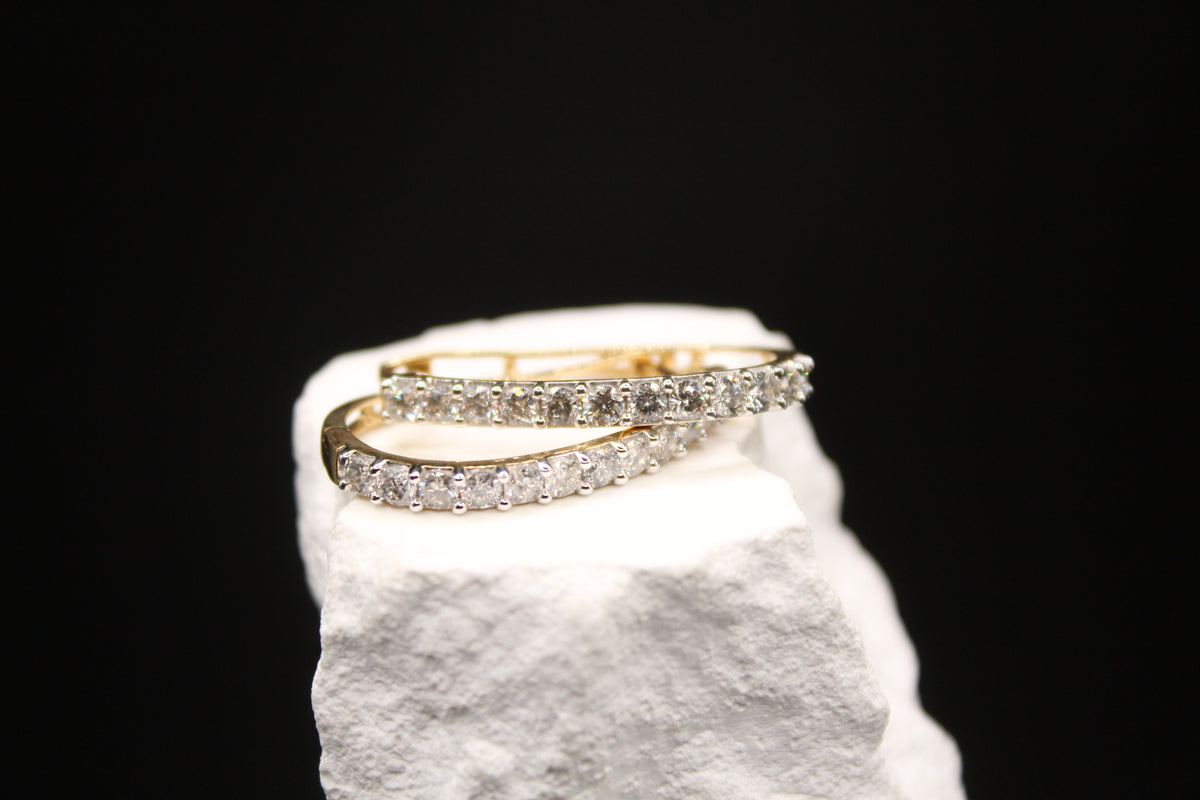 Golden Radiance Diamond Hoop Earrings