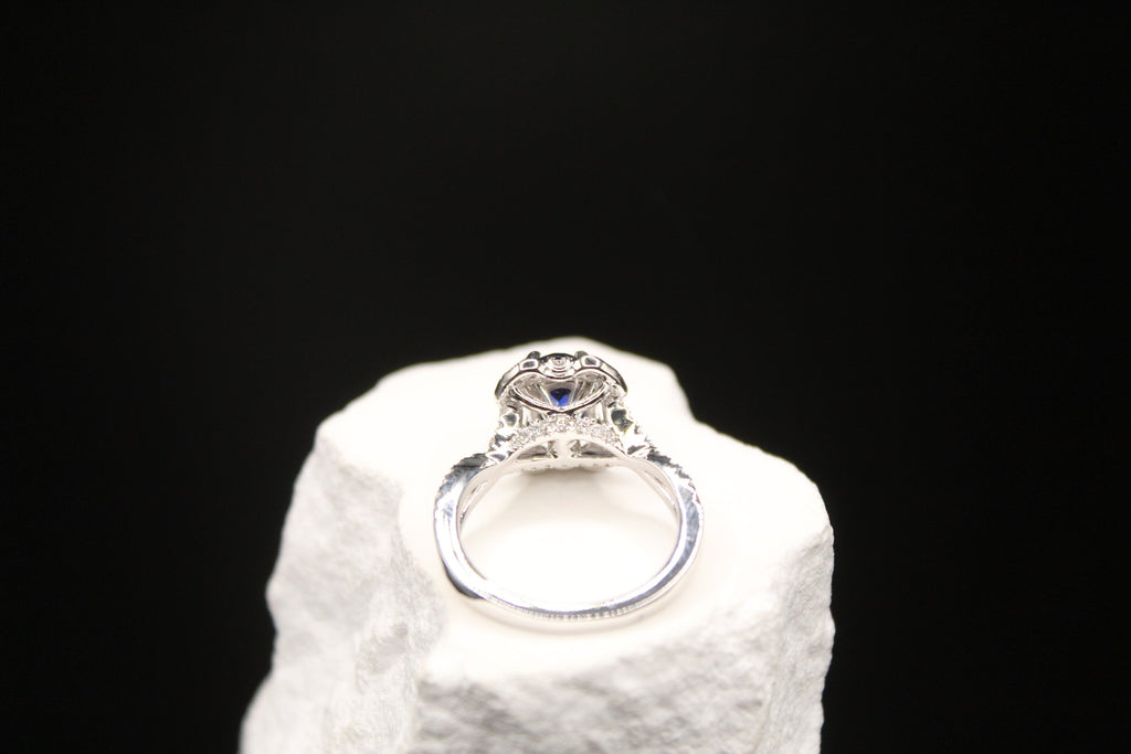 Midnight Sapphire Halo Ring