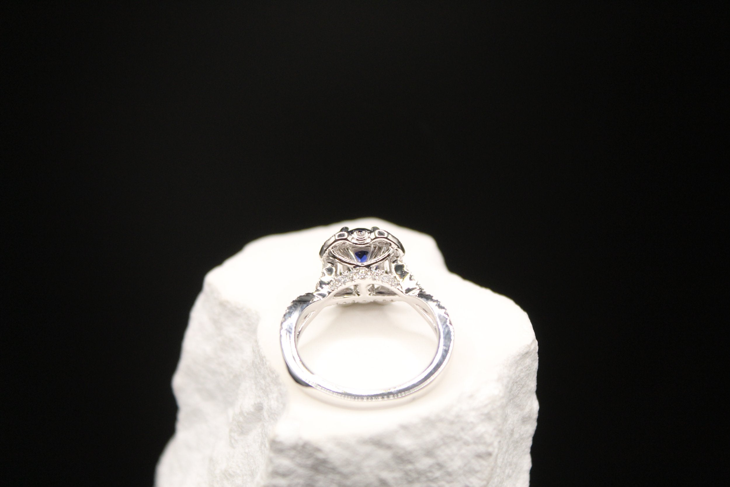Midnight Sapphire Halo Ring
