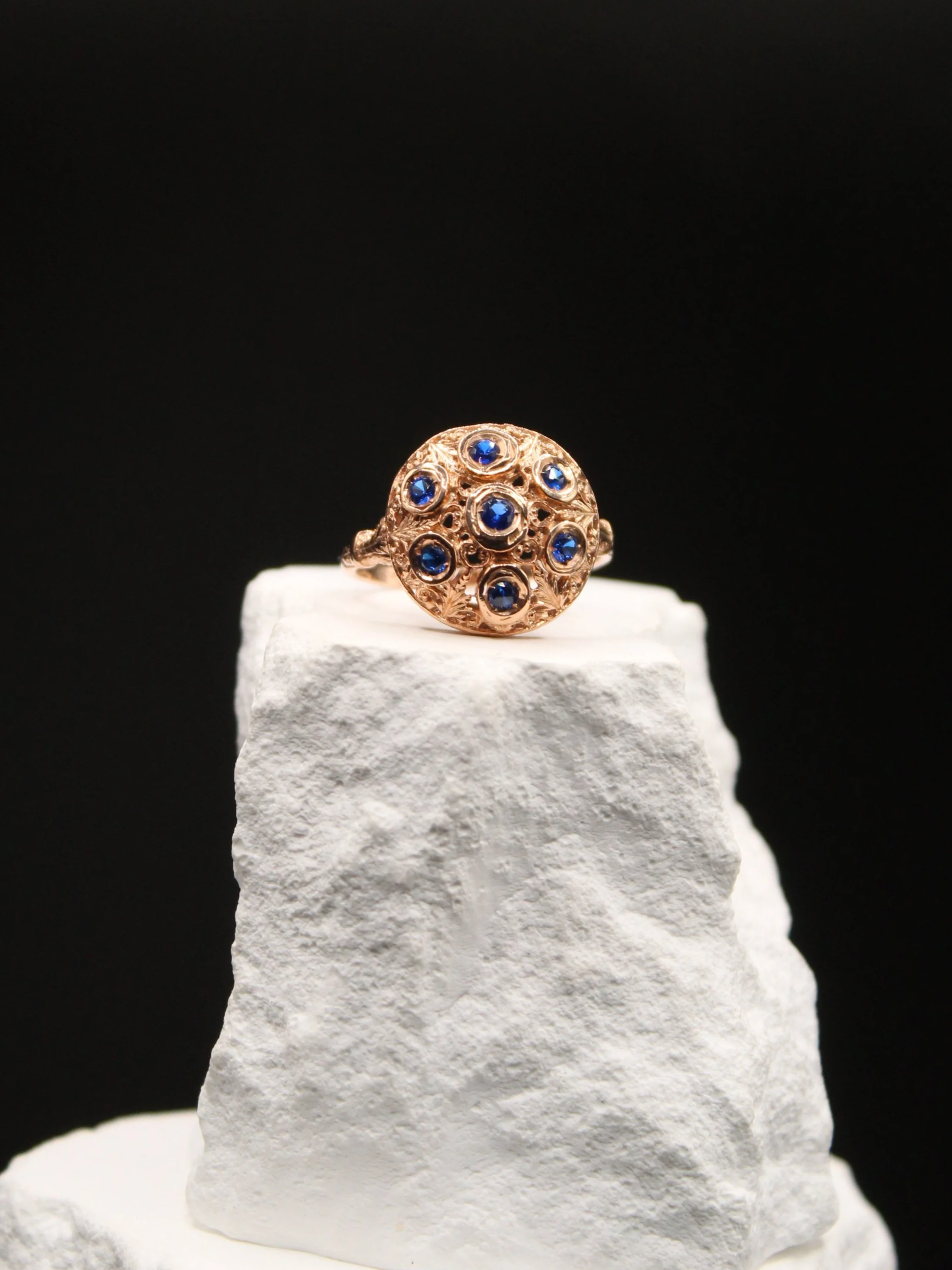 Celestial Blue Spinel Cluster Ring