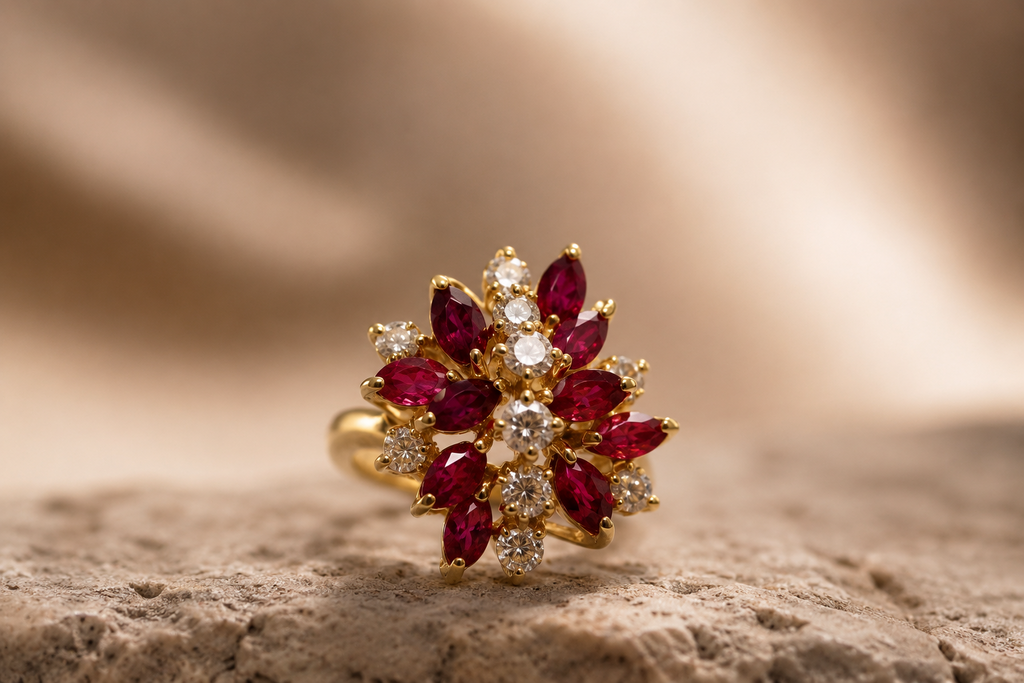 Garnet Blossom Ring